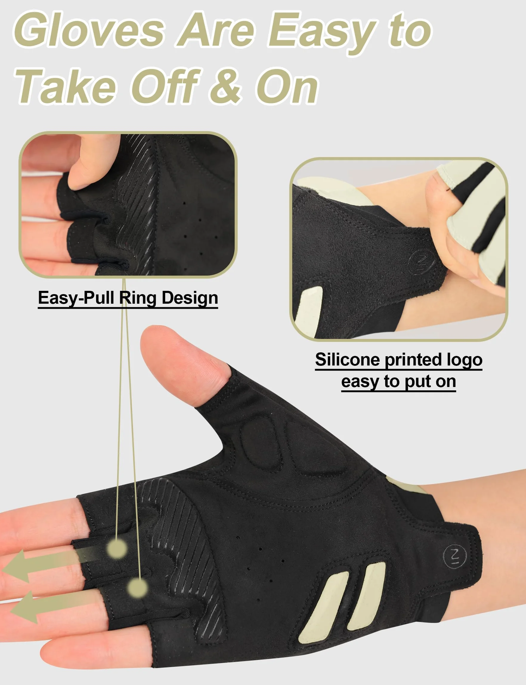 INBIKE Gants de Cyclisme VTT Demi Doigts Été Antidérapants Anti-Choc Homme Femme
