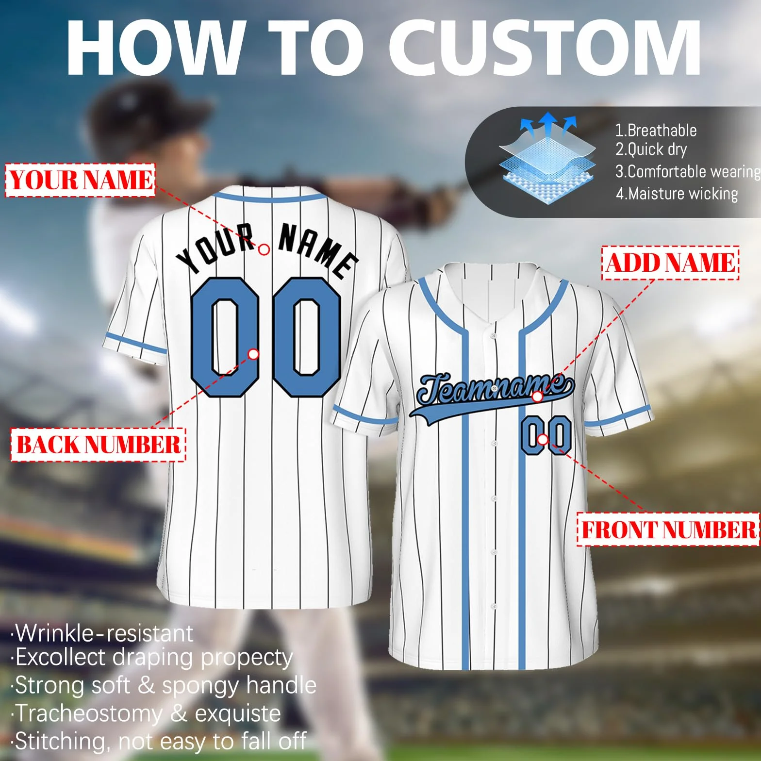 Maillot de Baseball Brodé Personnalisé Nom Numéro Logo Uniforme d'Équipe Hommes Femmes Enfants Chemise à Boutons Style Rayures S-4XL