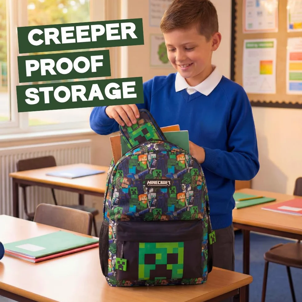 Minecraft Sac à dos multicolore Steve & Creeper avec zip pour enfants