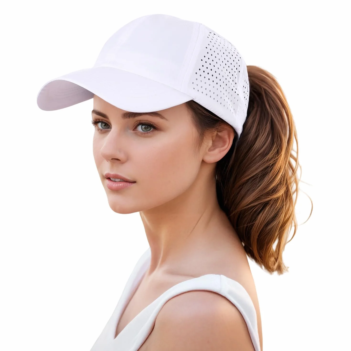 YAMEE Casquette Queue de Cheval Femme Imperméable Anti-UV Été Maille Léger Respirant