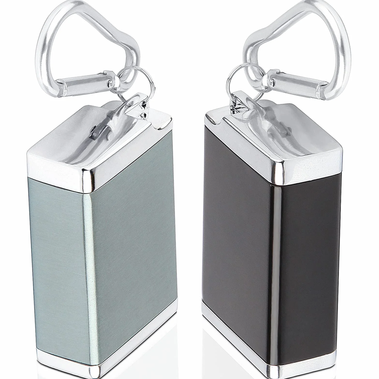 Lot de 2 cendriers de poche anti-odeurs Noir et argenté