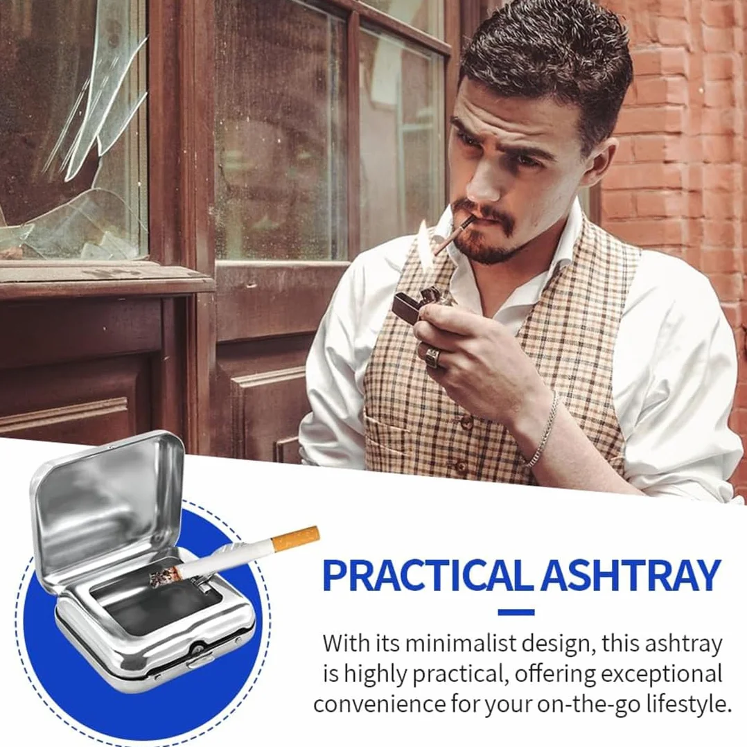 Cendrier de Poche Anti Odeur, Mini Portatif en Acier Inoxydable, pour Voyage Extérieur