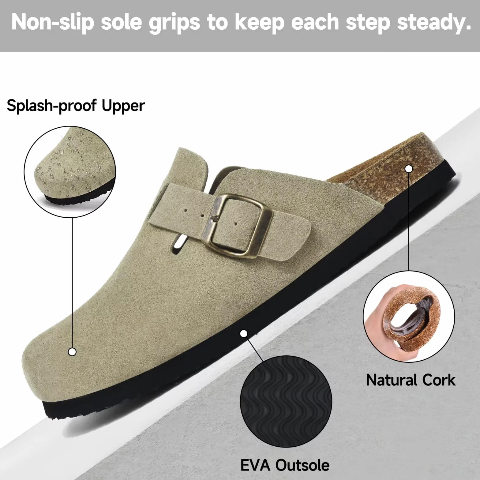 Mules et Sabots Femme Clogs Chaussons Fermé Confortables Talonnière Profonde Boucle Réglable Pantoufles