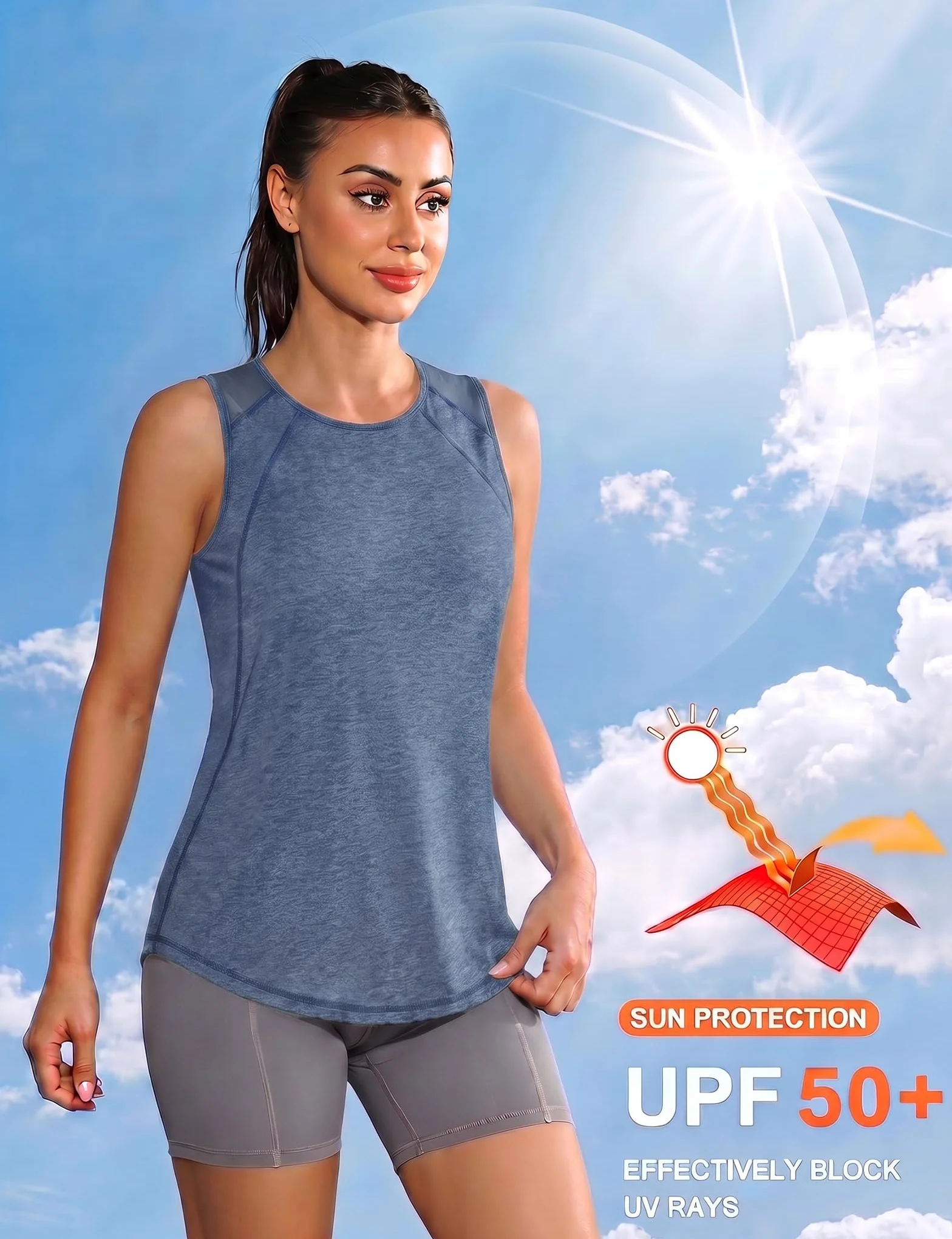 Débardeur de Sport Femme Léger T-Shirt sans Manches Yoga Fitness Respirant Séchage Rapide