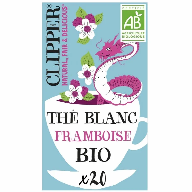 CLIPPER THÉ BLANC FRAMBOISE BIO 34G, LOT DE 4 SERVITTE HYGIENIQUE STANDARD, COTON, CLASSIQUE, 1 UNITÉ, SANS PARFUM, RESPECTUEUX DE L'ENVIRONNEMENT
