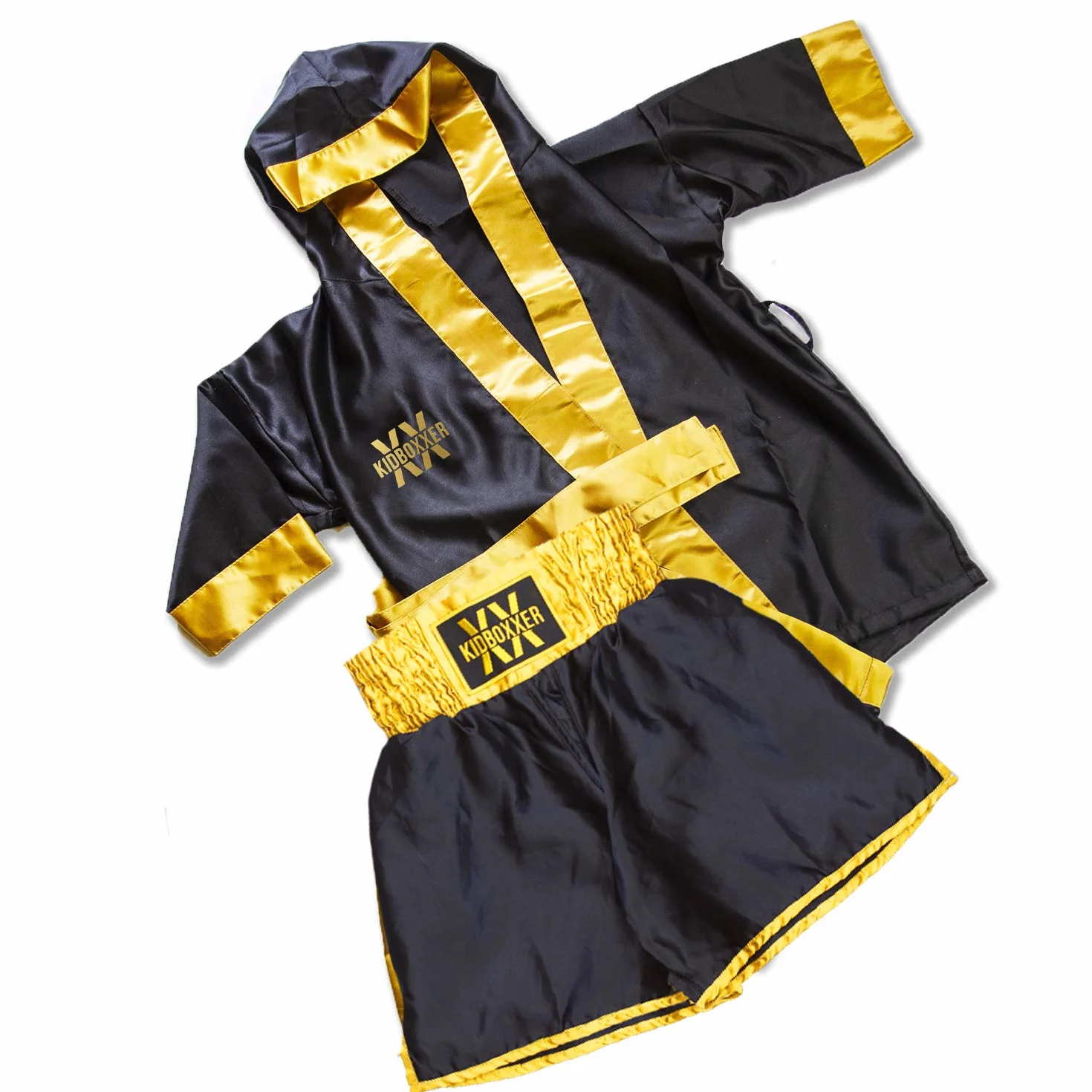 Just4baby Peignoir de boxe en satin léger pour enfant Noir/doré