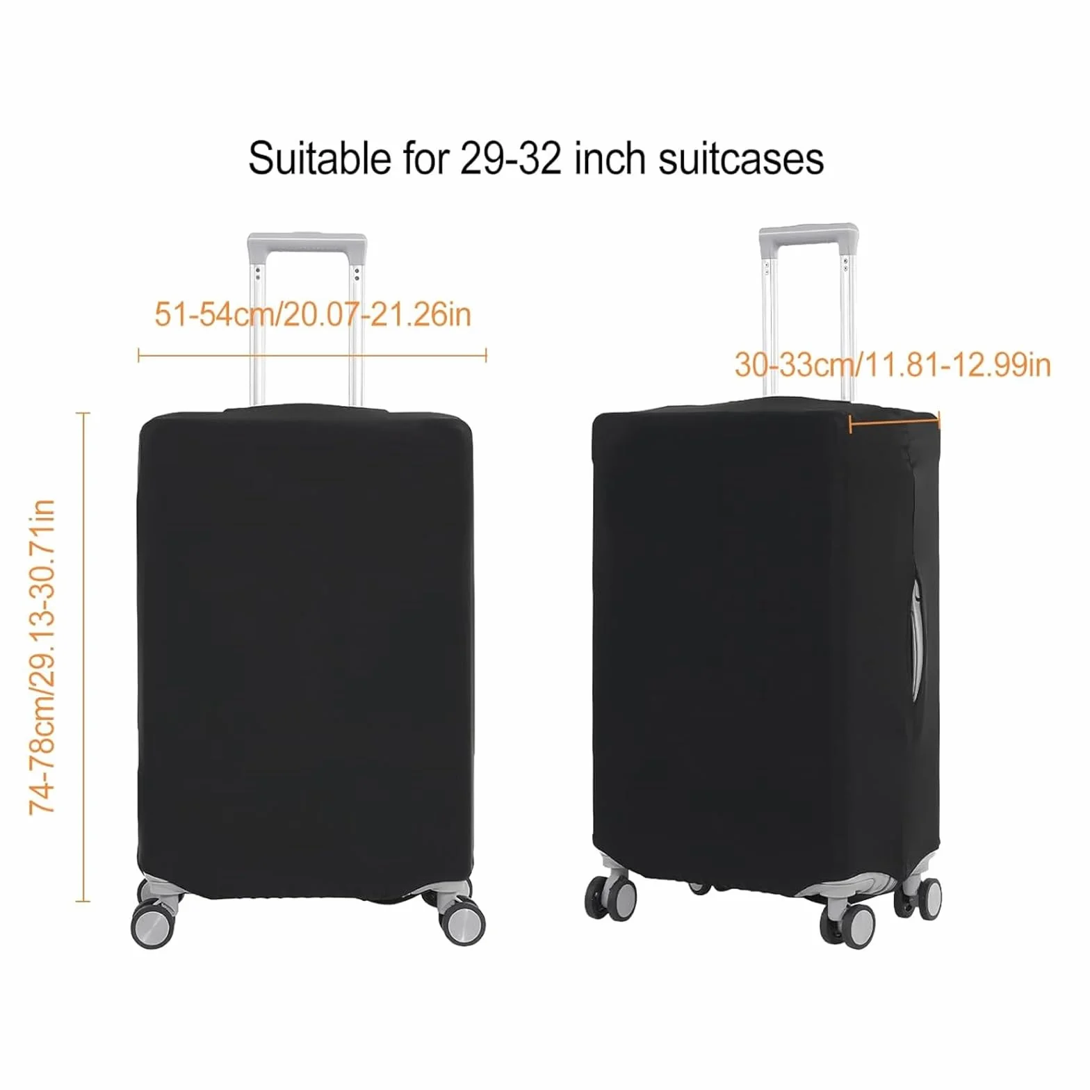 Housse de Protection pour Valise XL 29-32 Pouces avec Sangle et Fermeture Velcro Noir