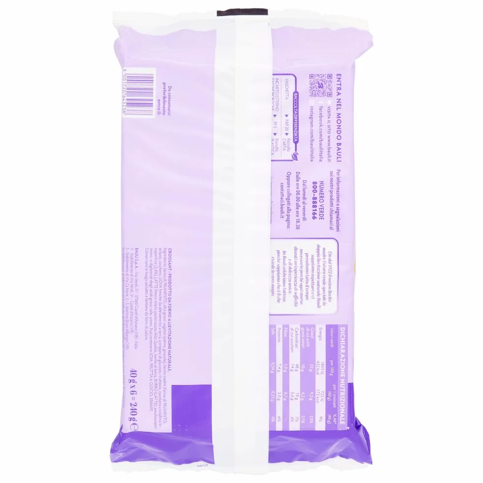 Italian Gourmet Assortiment Croissants Bauli – 6 Parfums (Abricot, Cerise, Chocolat, Crème Vanille, Pistache, Classique) – Goûter & Petit Déjeuner – Lot Mixte Moelleux + Italian Gourmet Polpa