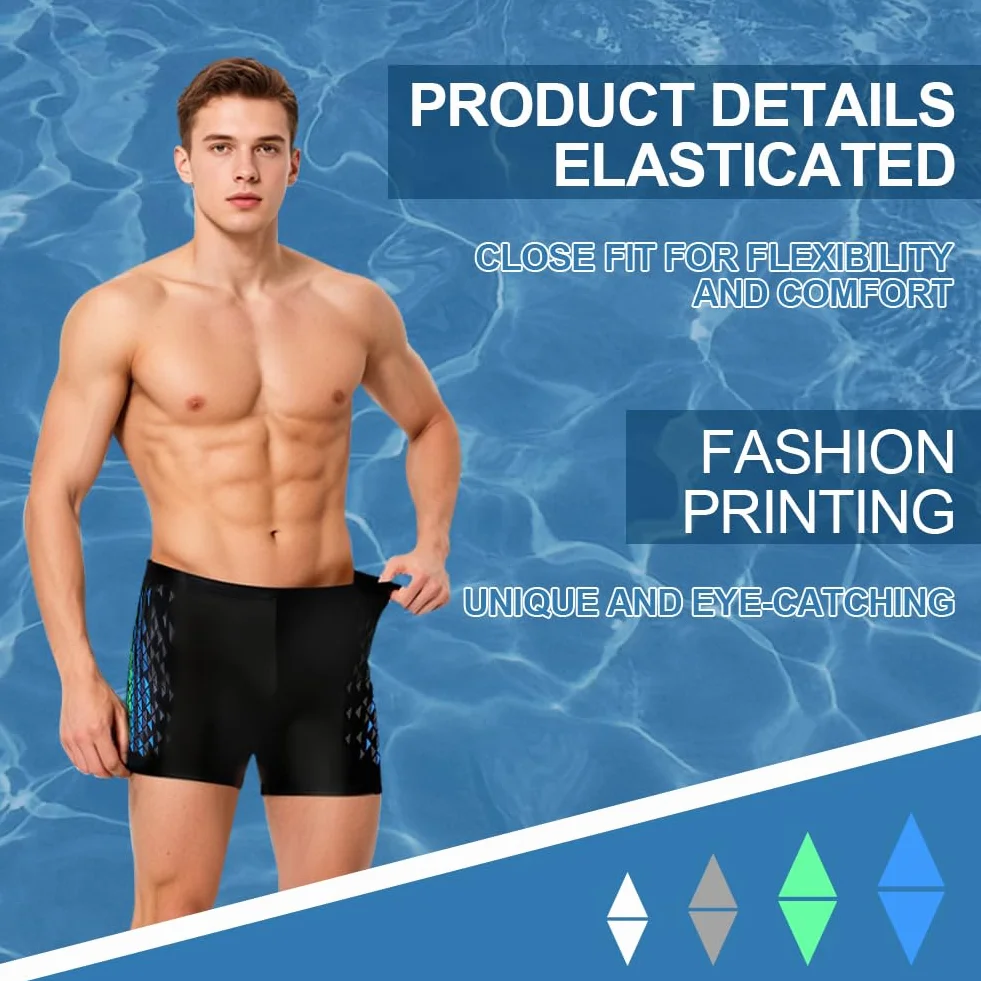 Slip de Bain Homme Maillot de Bains Swim Boxer avec Cordon de Serrage pour Plage Natation