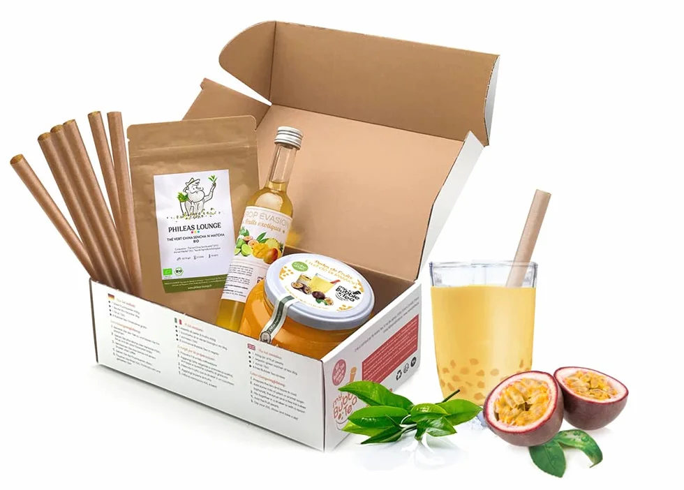 MyBubbleTea KIT BUBBLE TEA PASSION - 8 Boissons - Sans colorant artificiel - Vegan et sans gluten - 8 pailles offertes