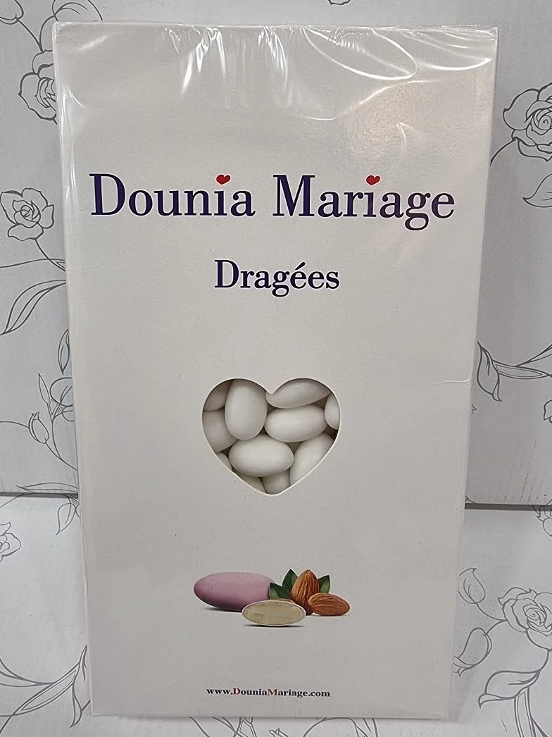Coffret de Dragée aux amandes Blanc 1KG 20% d'amandes