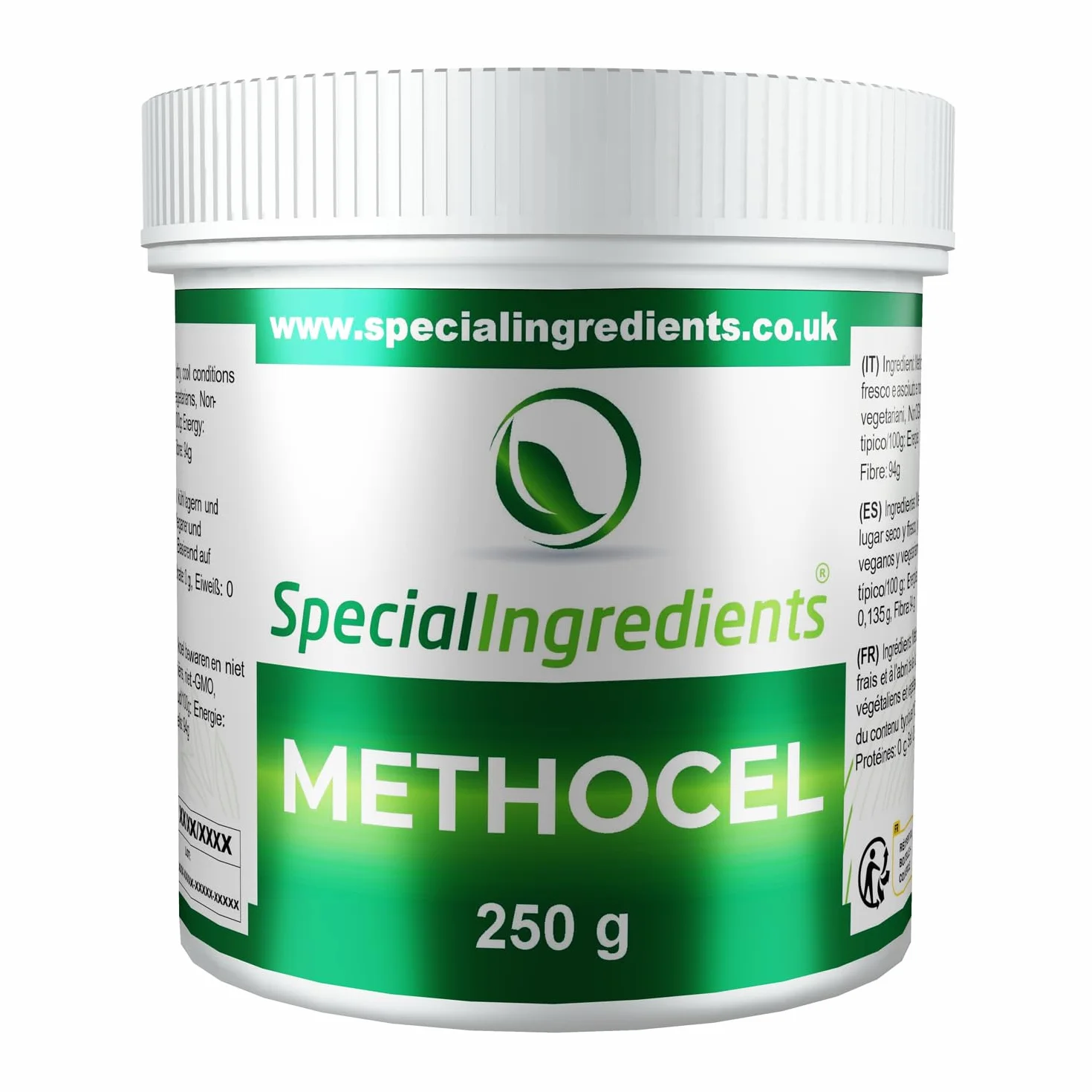 Special Ingredients Methocel Méthylcellulose 250g - Cellulose purifiée pour aliments - Épaississant, agent liant, stabilisant & émulsifiant - Convient aux vegans & végétariens - Emballage recyclable