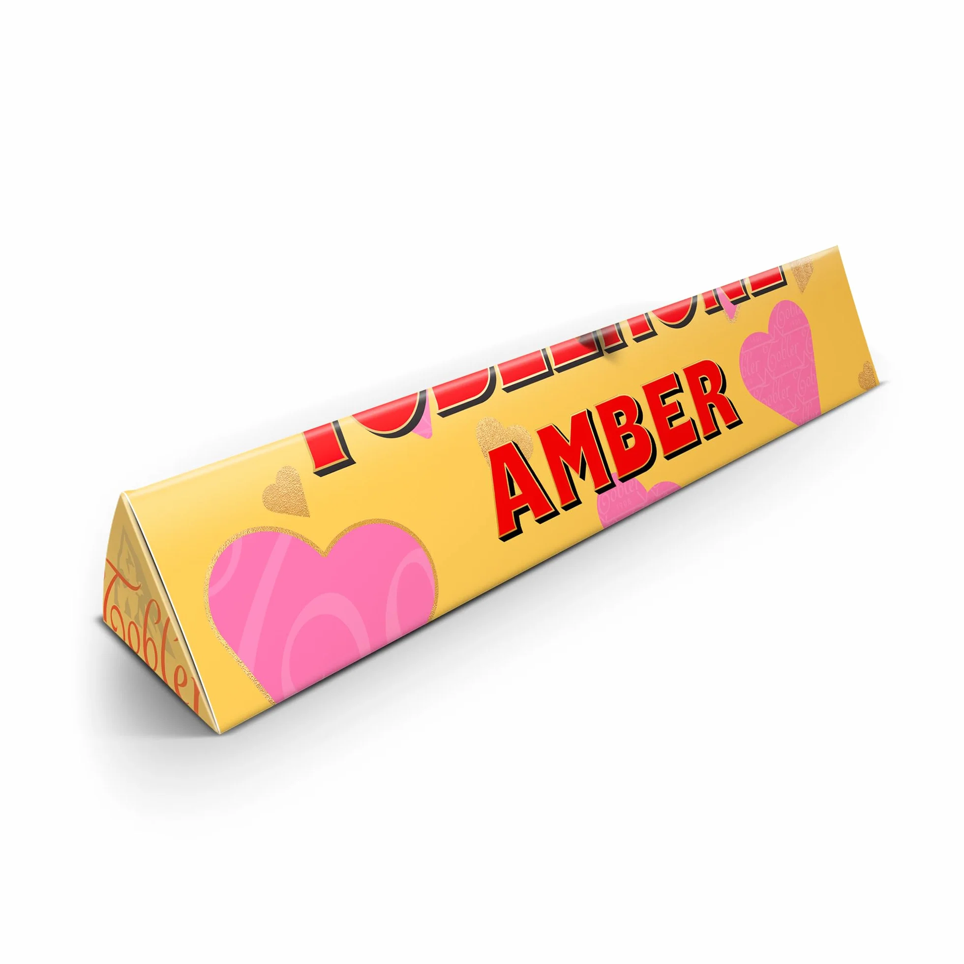 Toblerone Amour Personnalisée avec Nom et Message – Cadeau pour Homme & Femme, Chocolat au Lait avec Miel et Nougat aux Amandes (200g) – Pour Anniversaire & Anniversaire de Mariage