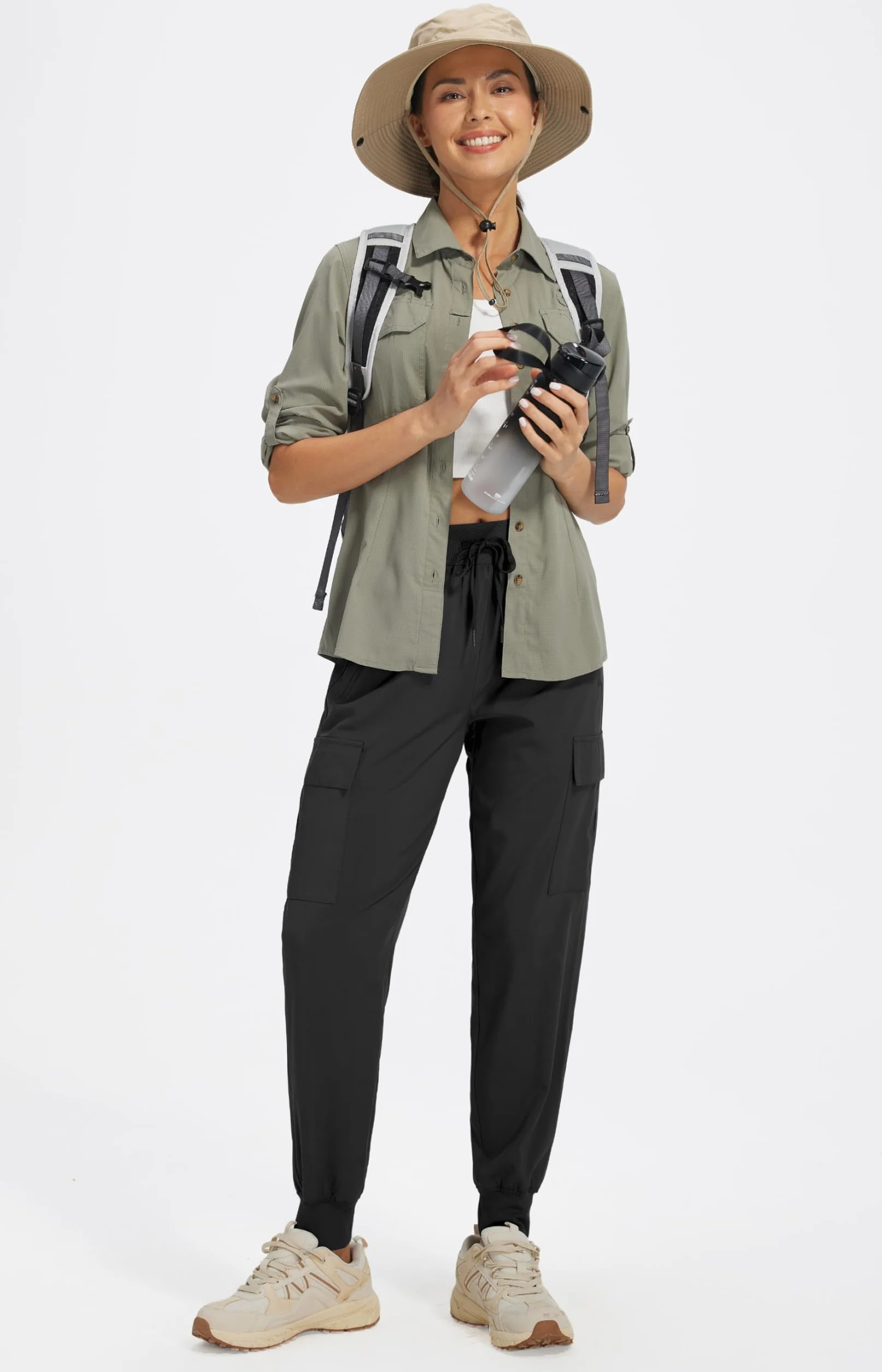 Pantalon de Randonnée Femme Été Jogging Cargo Léger Séchage Rapide Imperméable Montagne