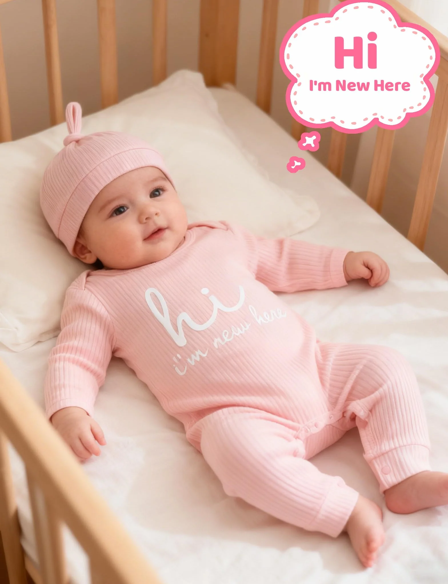 Grenouillère Bébé Garçon Fille 0-3 Mois, Ensemble 3 Pièces avec Chapeau, Pyjama Manches Longues