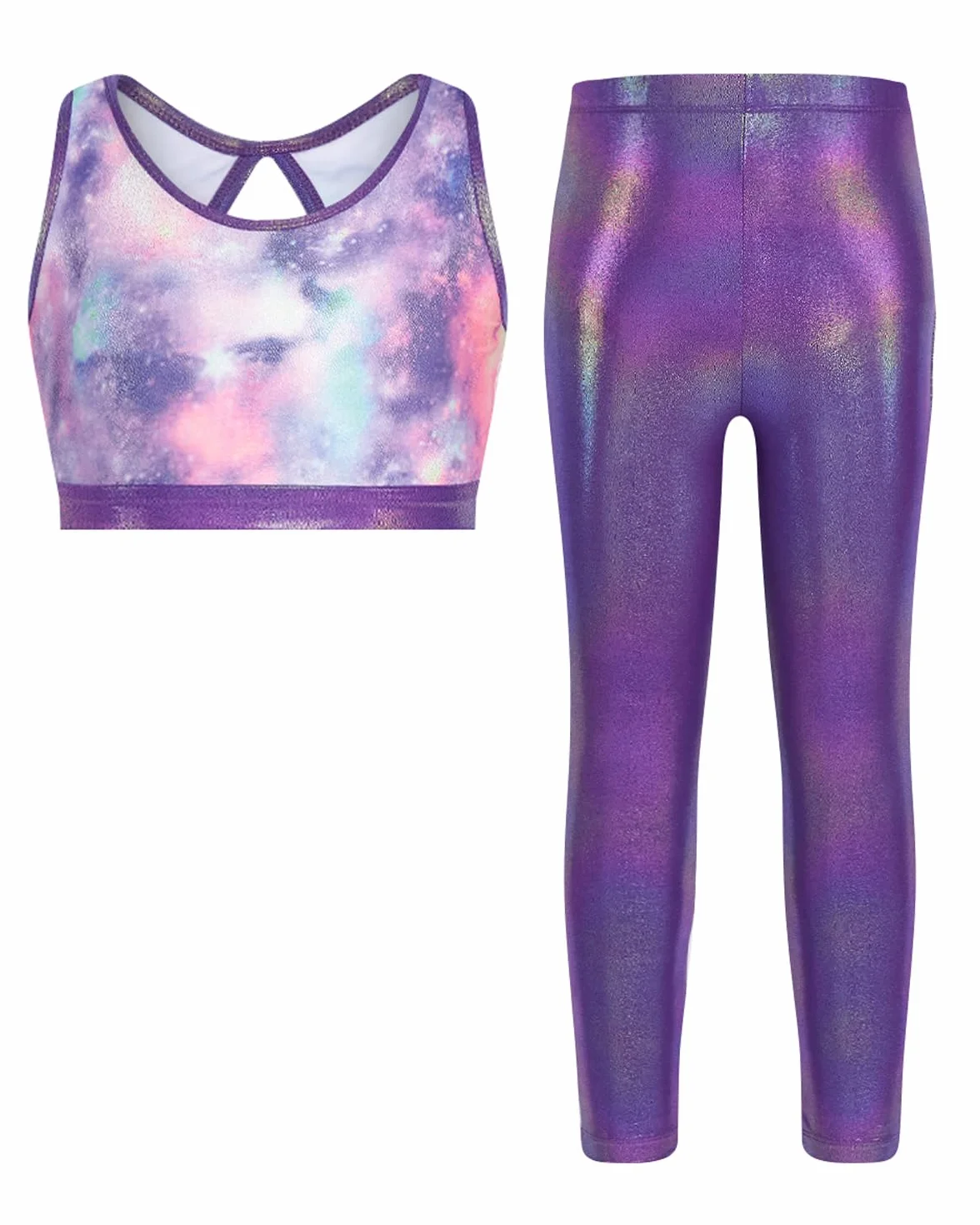 JiAmy Girls Gymnastics Leotards Two Piece Sparkly Dance Biketards Ballet Tumbling Outfit 3-12 Years
