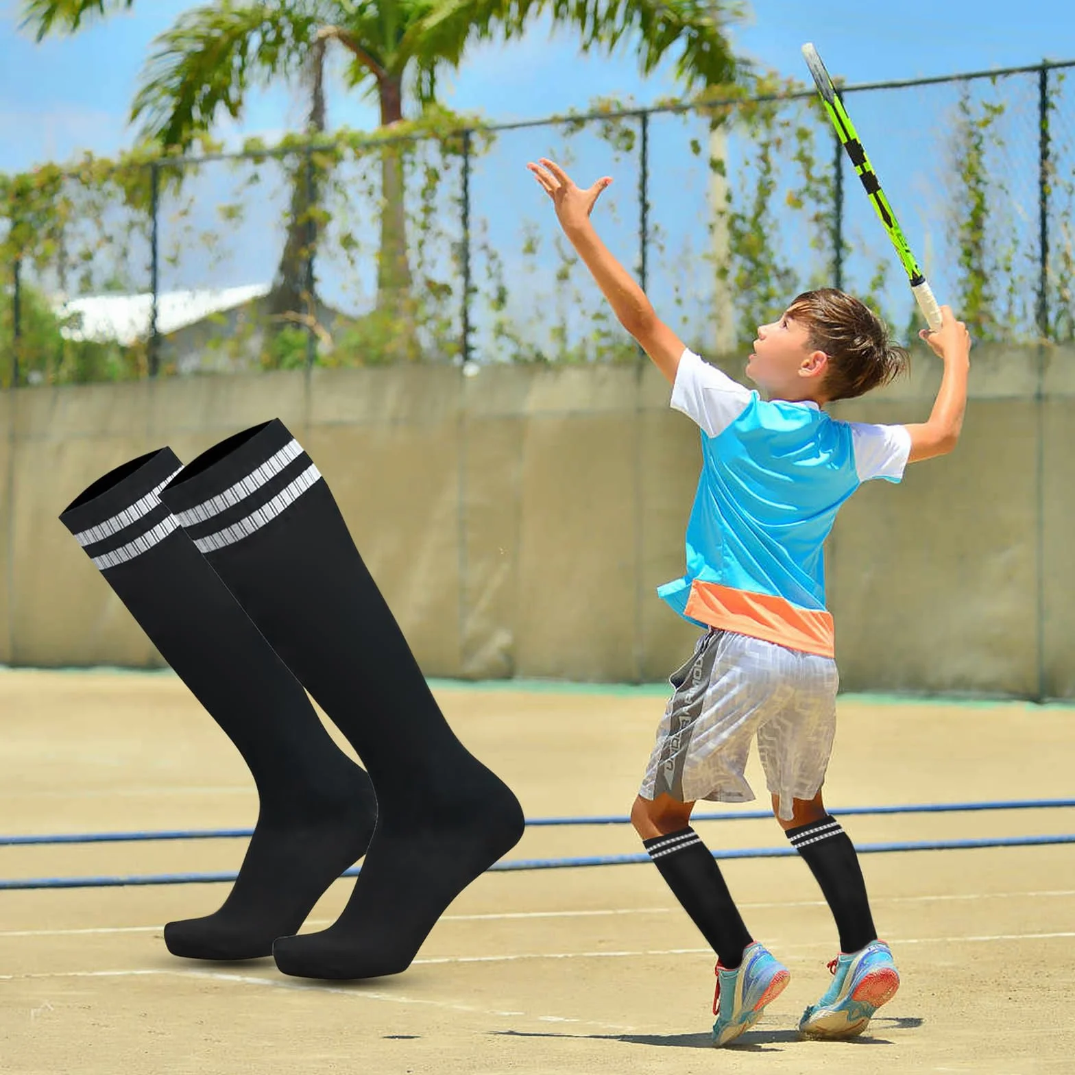 SKHAOVS Chaussettes de Football Enfant Noires Garçons Filles 5-12 Ans