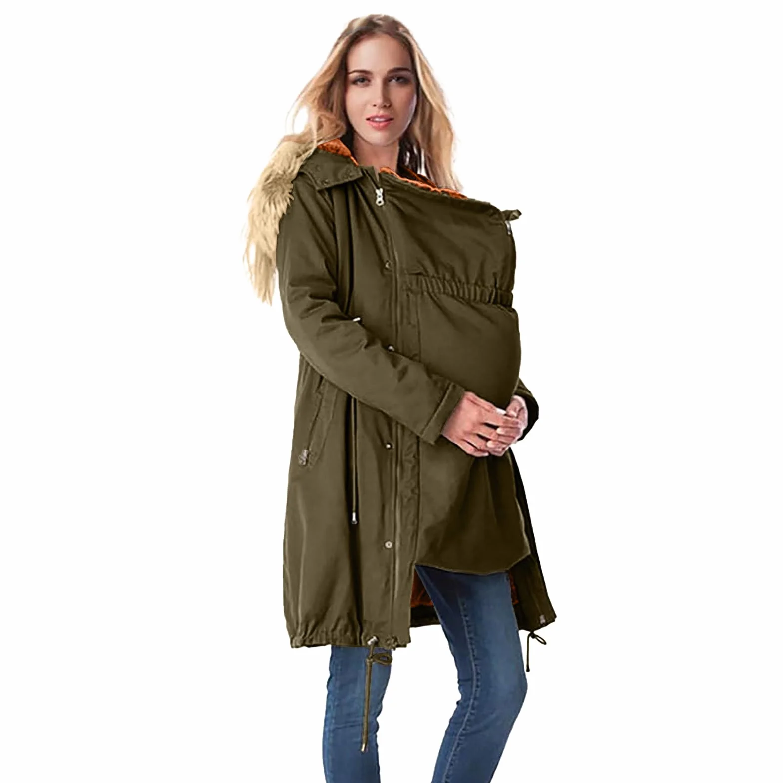 Manteau de maternité 3 en 1 imperméable longue femme capuche coupe-vent hiver