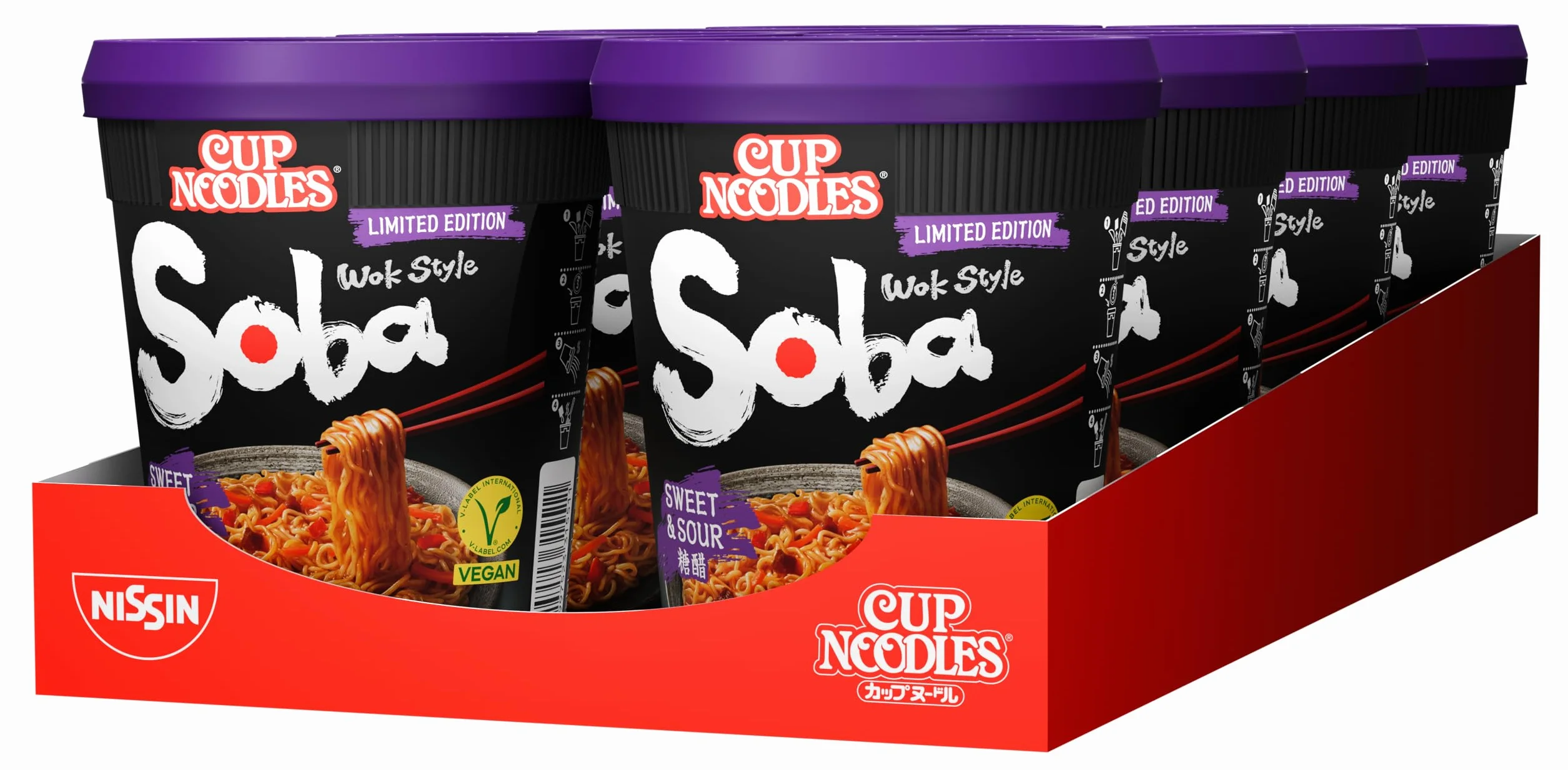 NISSIN SOBA CUP - Nouilles saveur SWEET AND SOUR 88G- Carton de 8 cups