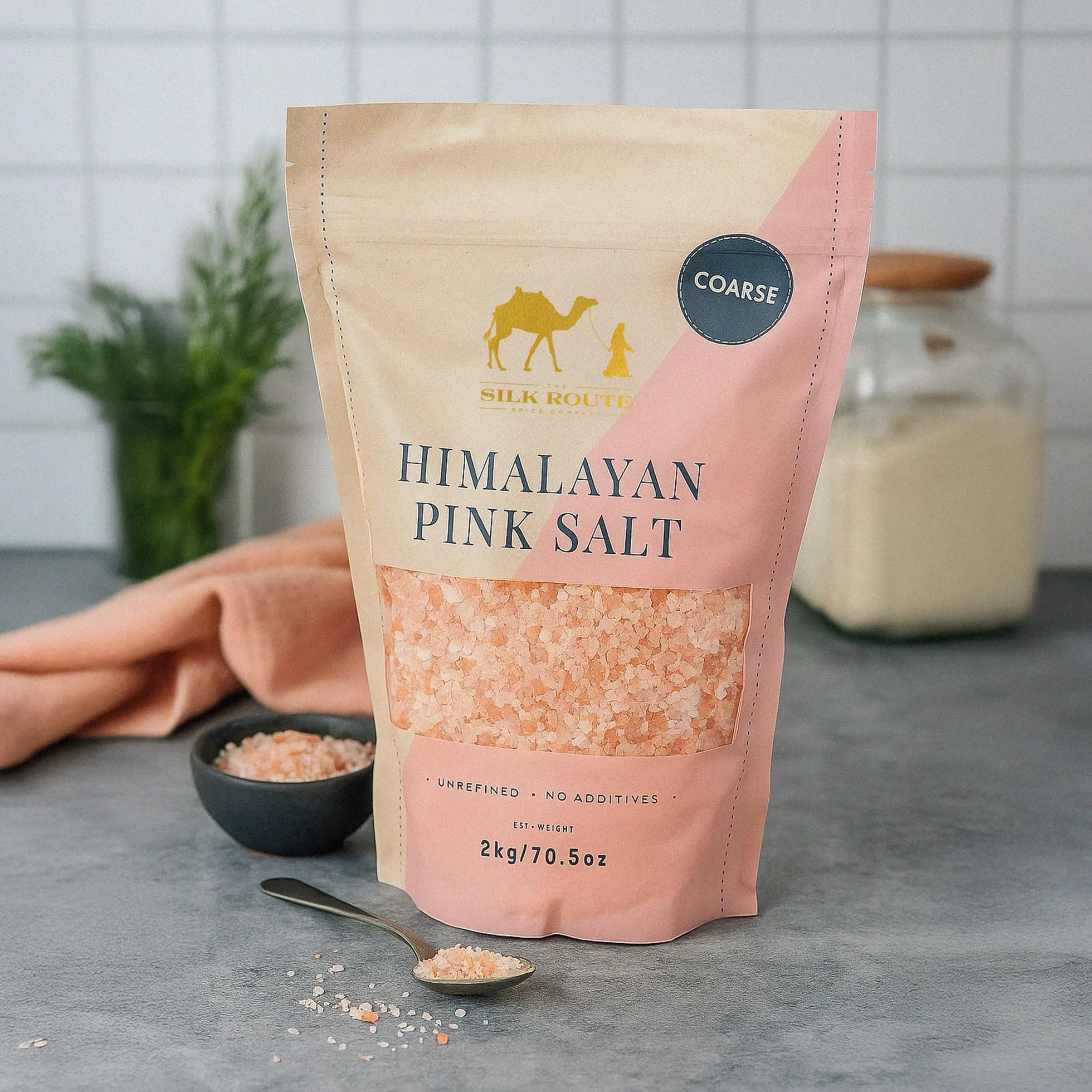 Silk Route Spice Company Sel rose de l'Himalaya 2 kg (grossière) pochette refermable