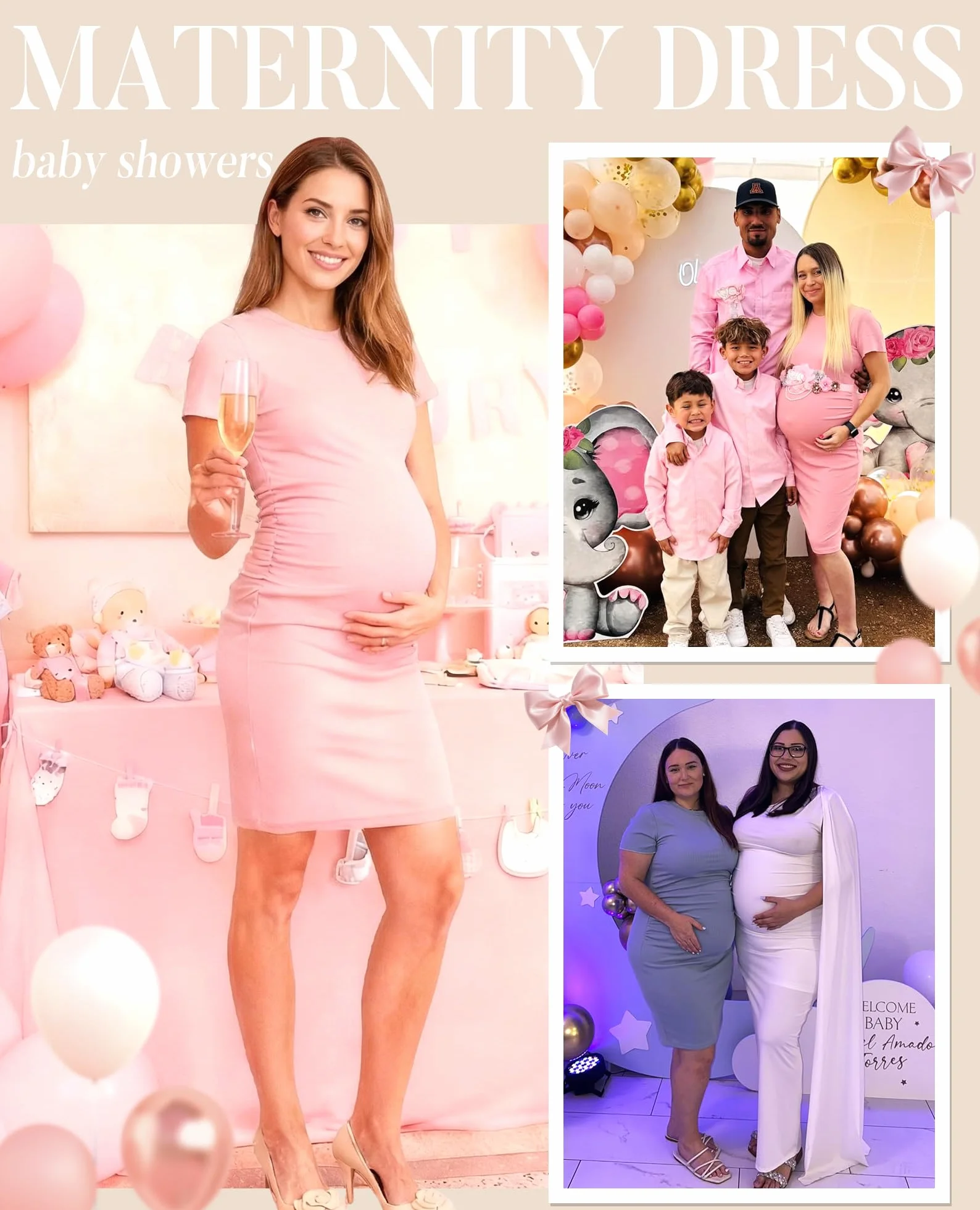 Ekouaer Robes maternité été manches courtes Baby Shower