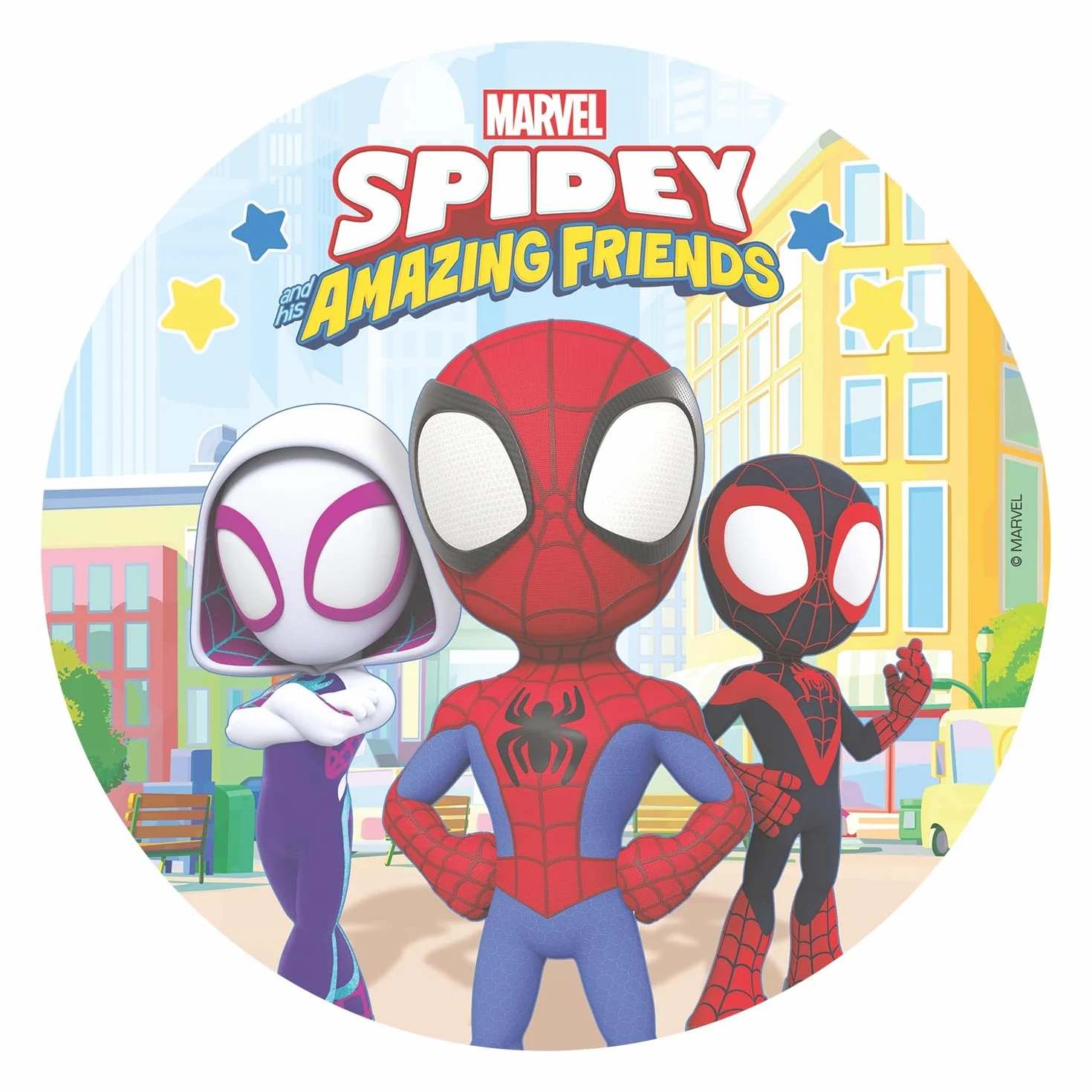 Dekora - Décoration Comestible pour Gâteau d'Anniversaire pour Enfants - Disque Gâteau Spidey 20 cm - Décoration de Gâteau de Gaufret Sans Gluten, Sans Lactose - Convient aux Végétariens