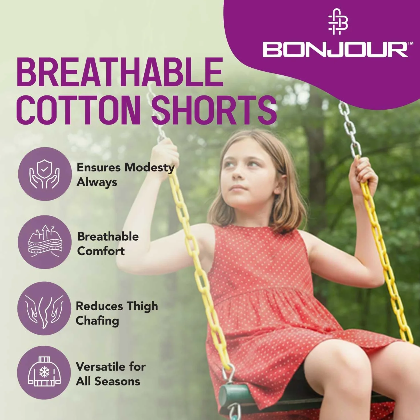 Short de danse pour filles en coton/élasthanne respirant non transparent tailles 5-13 ans