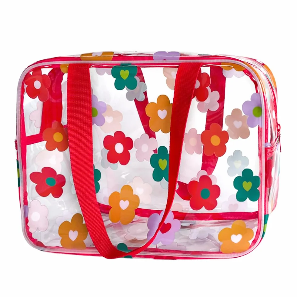 Trousse de toilette imperméable PVC motif floral 30 x 21 x 11 cm fermeture éclair voyage