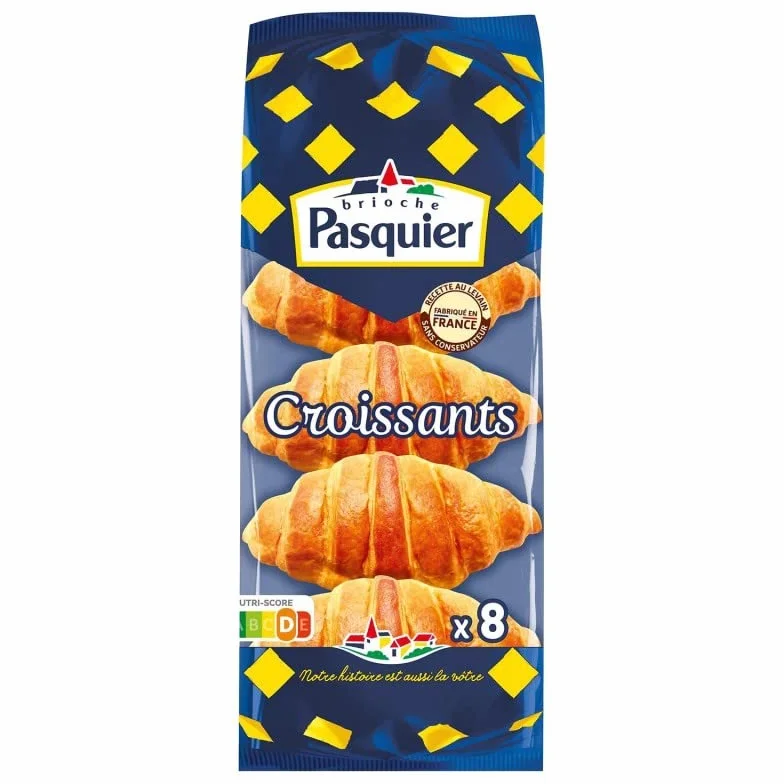 BRIOCHE PASQUIER - Croissants au levain pur beurre - 8 pièces moelleuses de 320g pour un petit déjeuner gourmand et authentique. - Lot De 4 - Vendu Par Lot