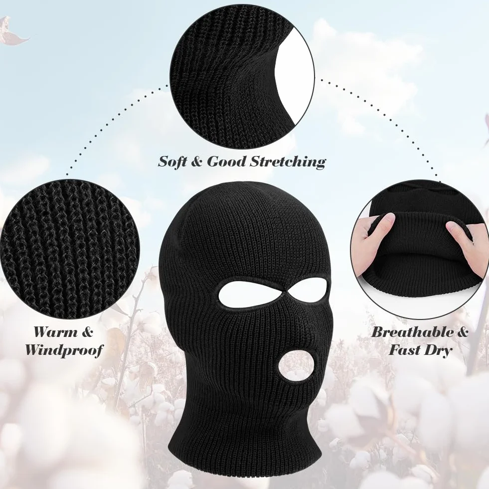Cagoule Balaclava 2 ou 3 Trous Tricoté pour Ski Moto Vélo Cyclisme