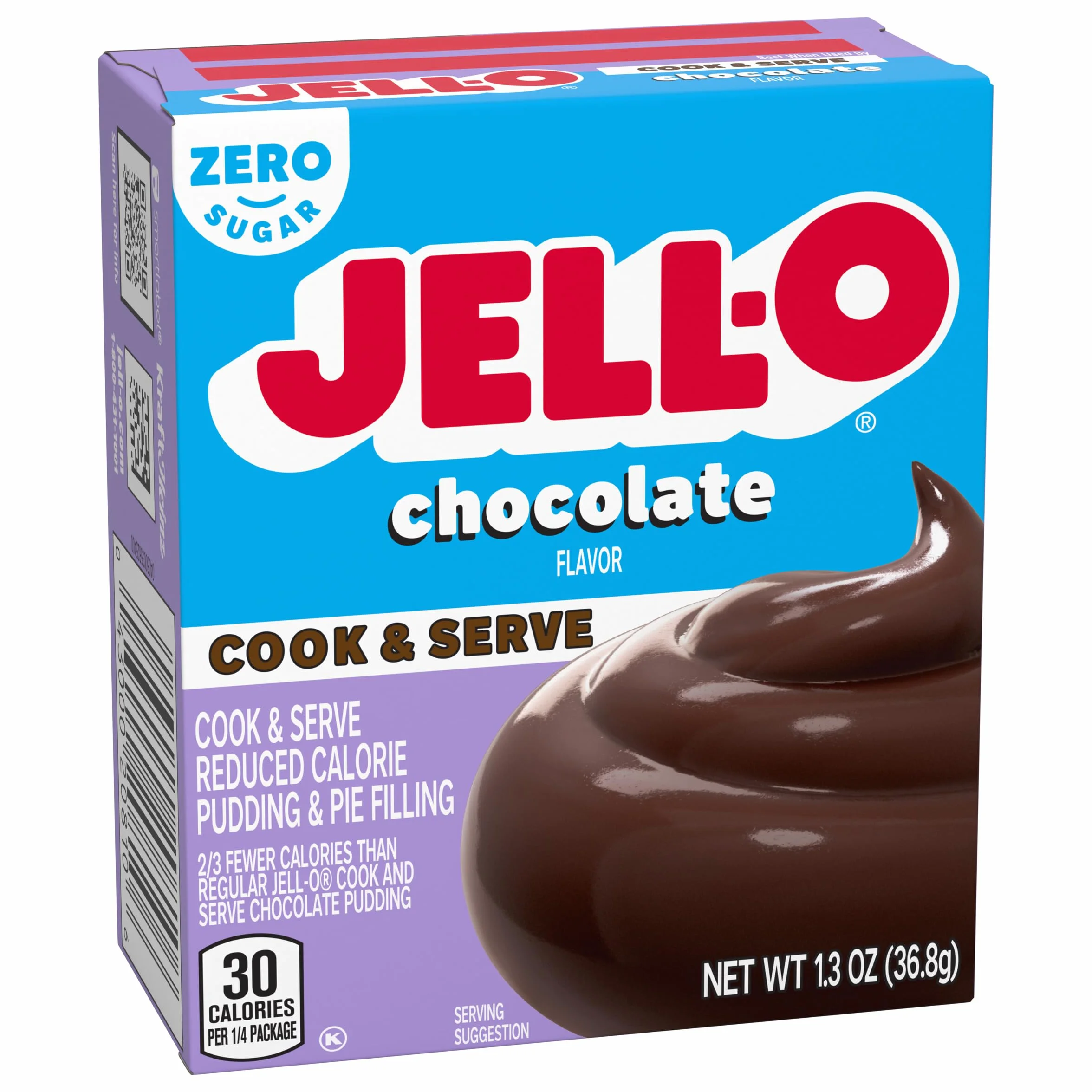 Jell-O Chocolate Pudding, Cook & Serve, Sugar Free, 1.3 oz Box, 4 Packs