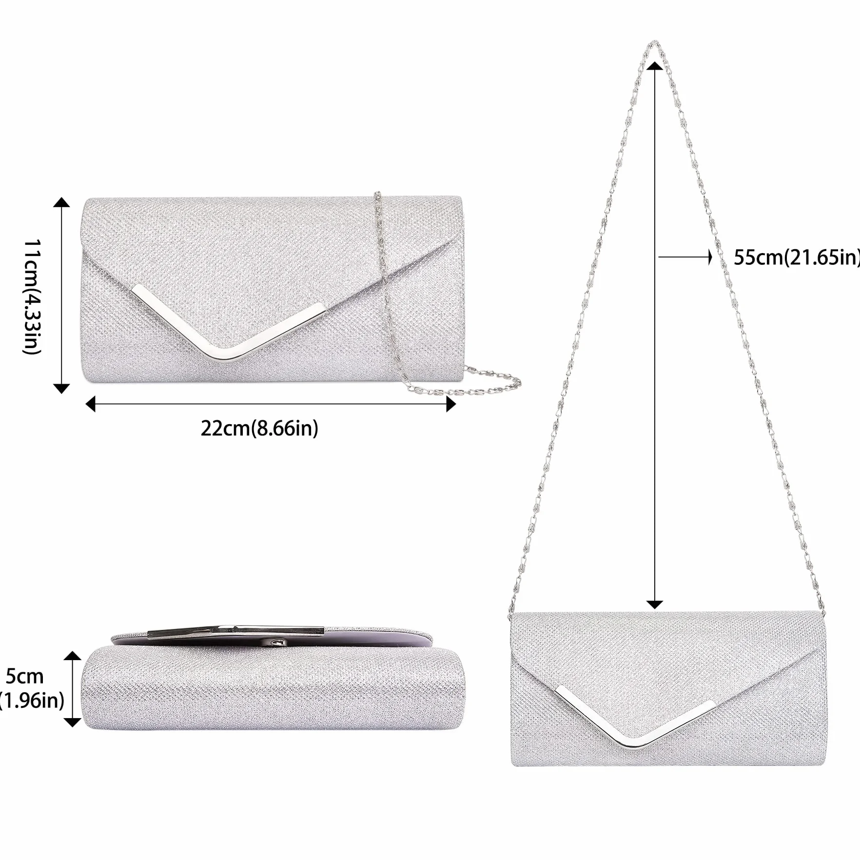 Larcenciel Sac à Main Bandoulière Paillettes Argenté Femme Soirée Mariage