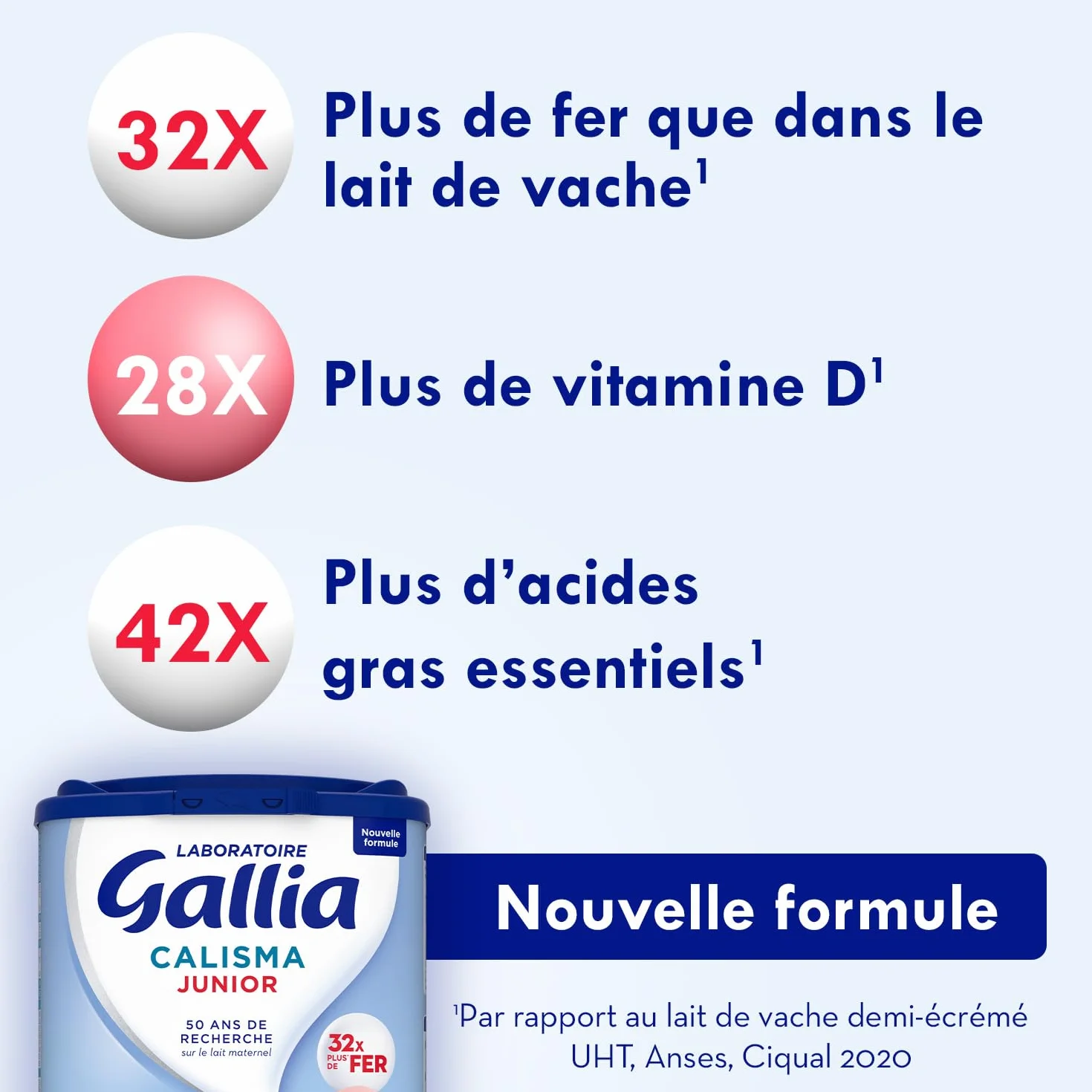 Laboratoire Gallia Lait infantile Calisma Junior 4ème âge Lait de Croissance en Poudre 3x830g Dès 18 Mois