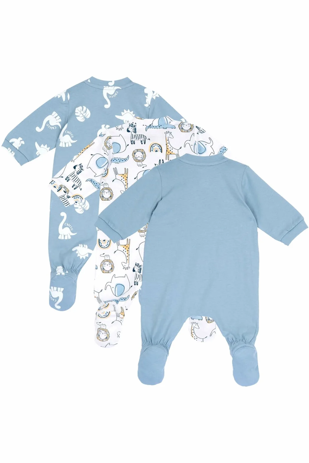 Chicco Ensemble de 3 Grenouillères Bébé 100% Coton 0-3 Mois avec Pieds