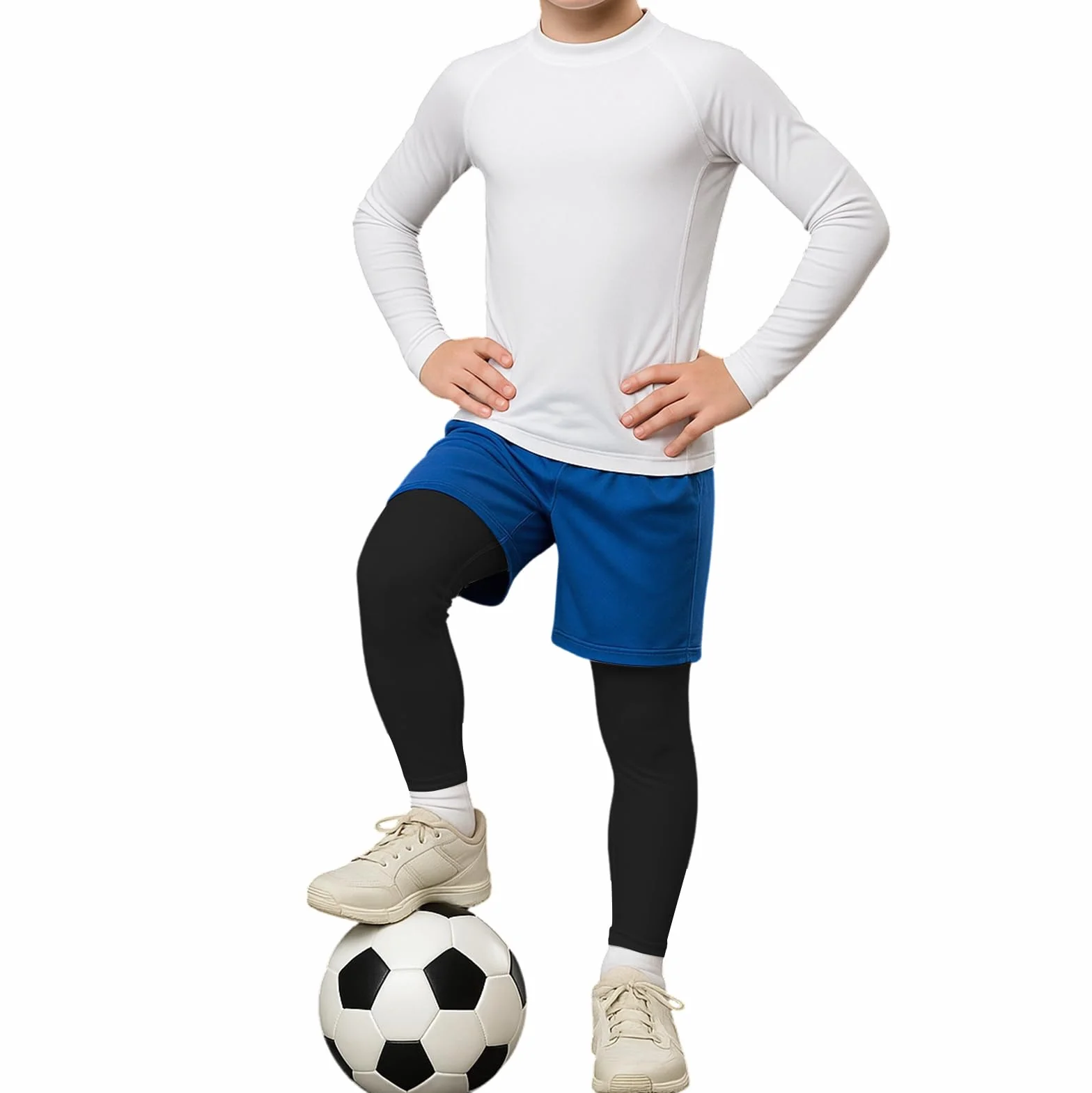 HYCOPROT Pantalon de Compression Garçons Collants Leggings Enfants Respirant Sportif Séchage Rapide Base Layer Sport Football Basket-Ball