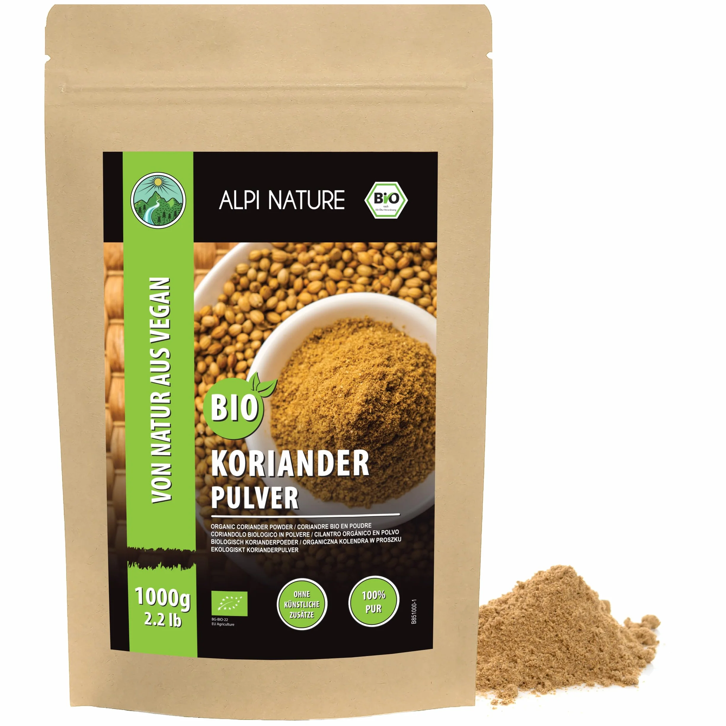 Alpi Nature Coriandre en Poudre BIO 1kg, Poudre de Graines de Coriandre Moulue pour la Cuisine