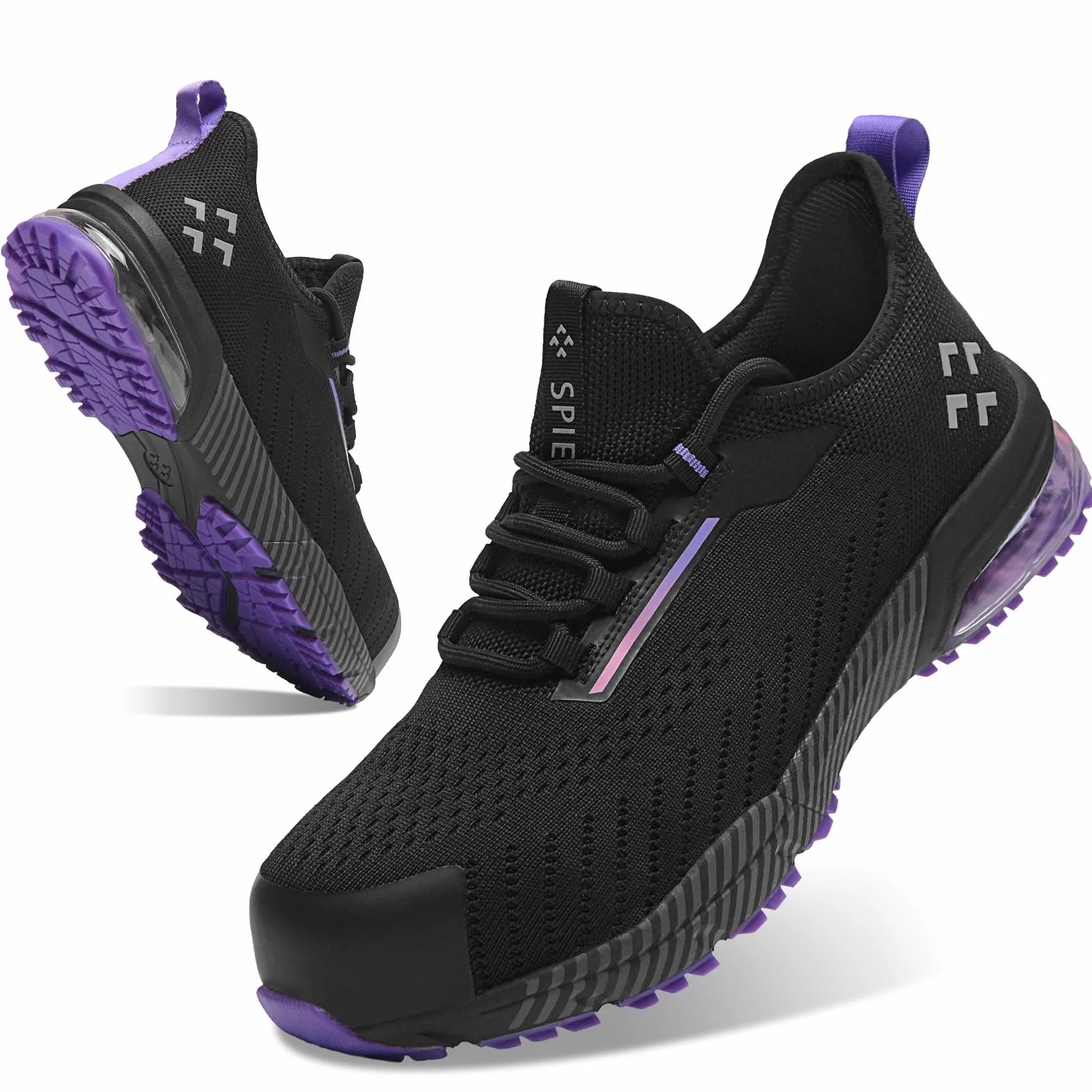Chaussures Sécurité Femme Air Cushion Escarpins Travail Slip-on Embout Composite Noir-Violet EU 35-41