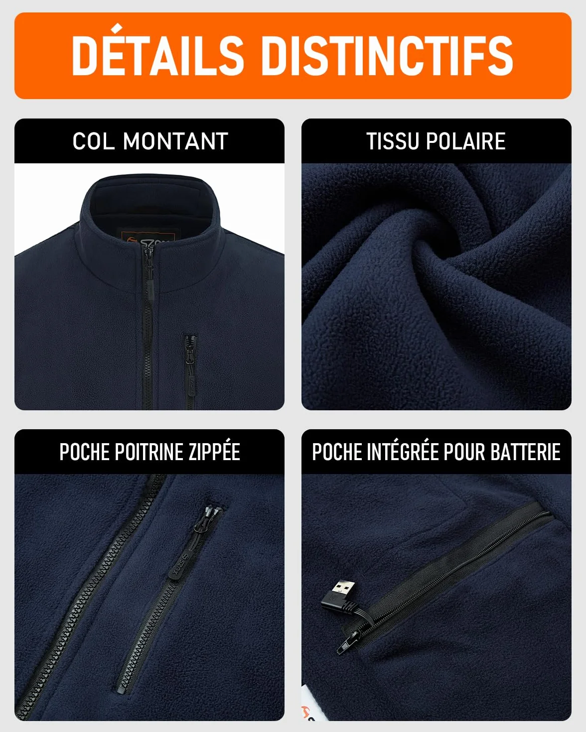 Gilet Chauffant Homme avec Batterie, Veste Chauffante Sans Manche, 6 Zones de Chaleur Hiver