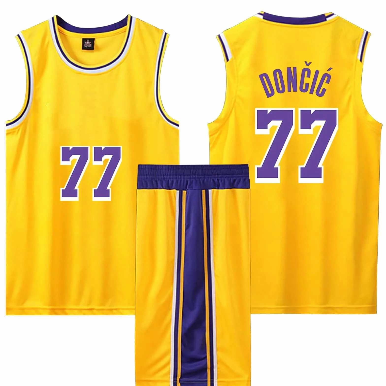 Maillot Basket Enfant-Adulte 2 Pièces 2025 Bleu Coupe Ajustée Col Rond Manche Courte Évacuation Humidité Respirable