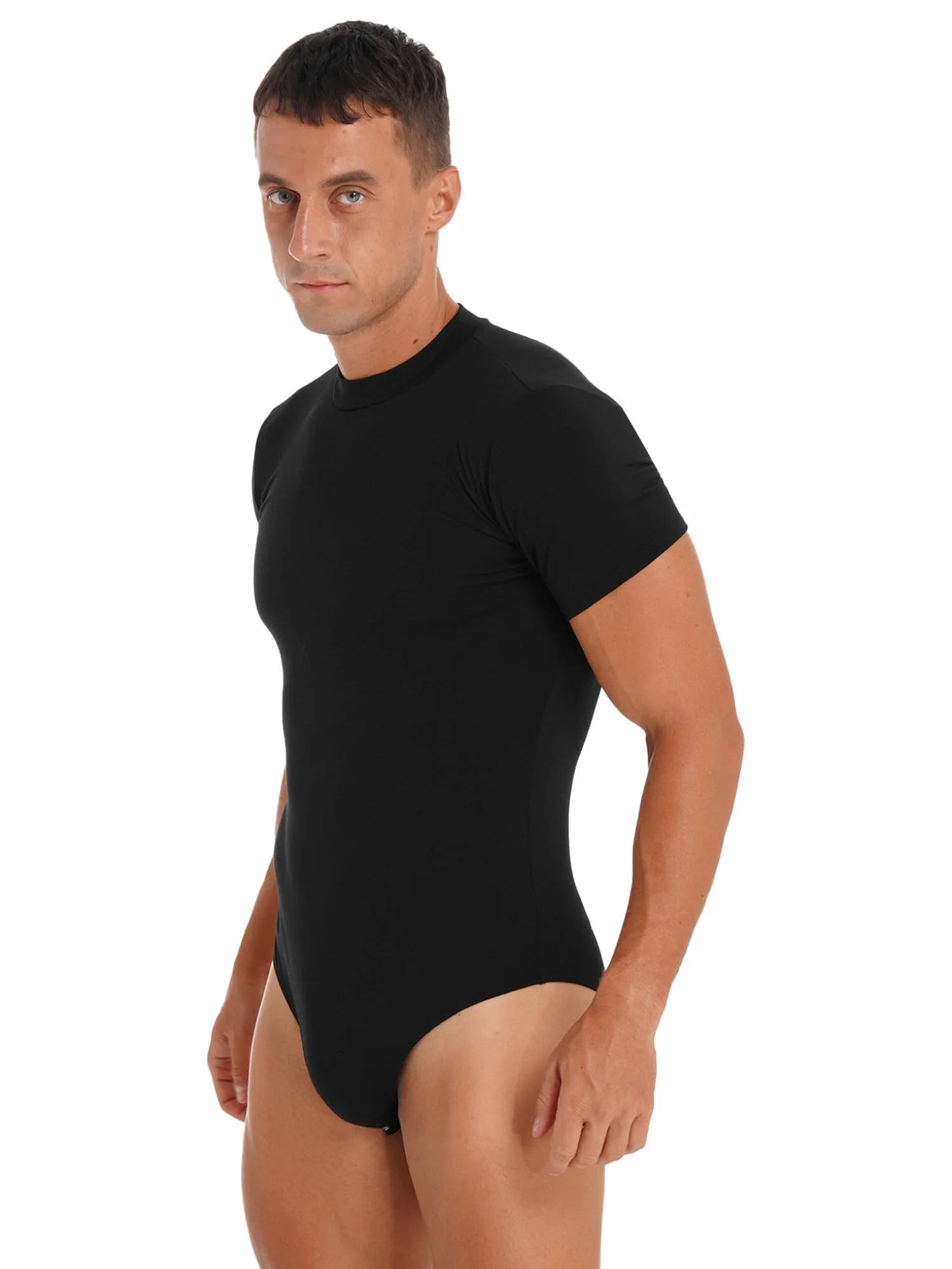 Homme Body de Sport Manche Courte T-Shirt Gymnastique Justaucorps
