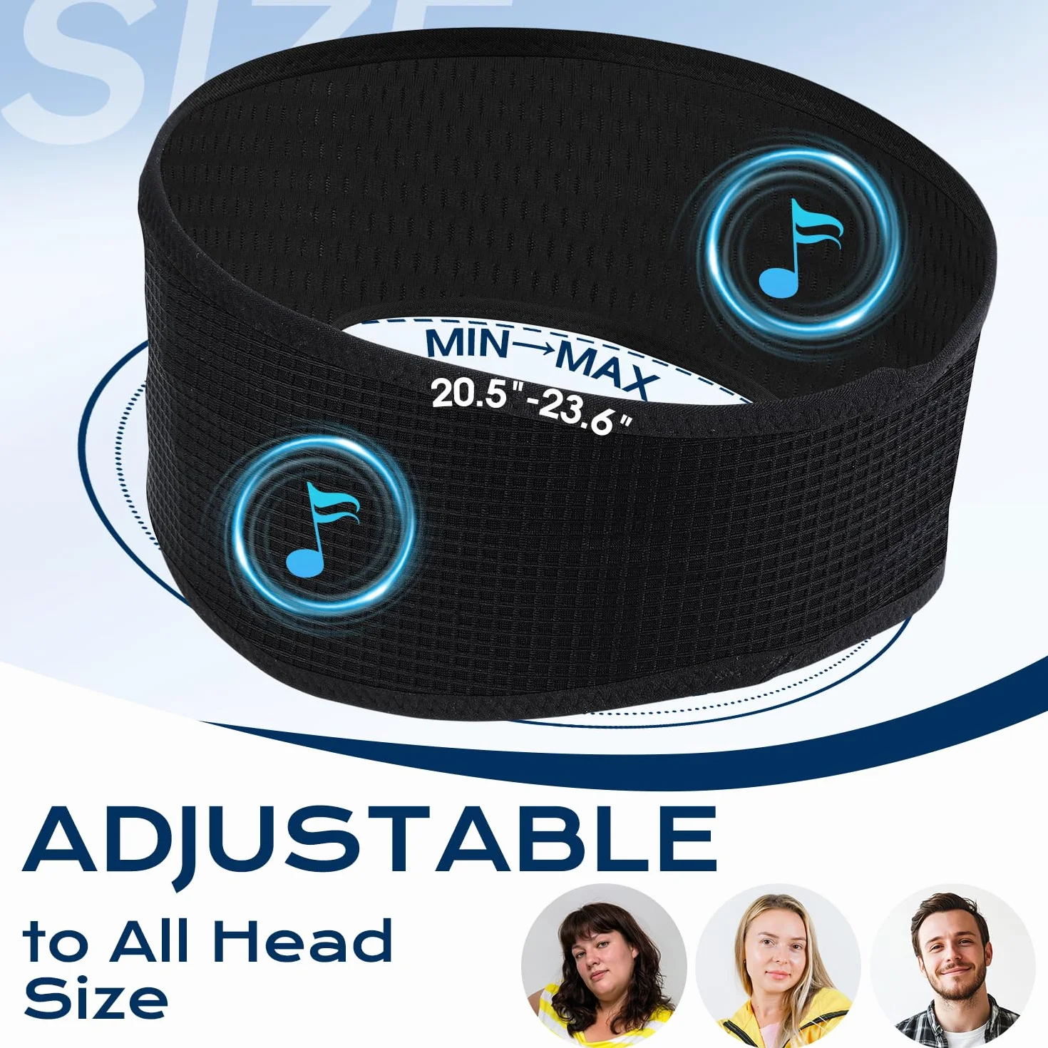 LC-dolida Bandeau Écouteurs de Sommeil Bluetooth V5.4, Casque Audio sans Fil, 15 Heures de Lecture, Stéréo HiFi