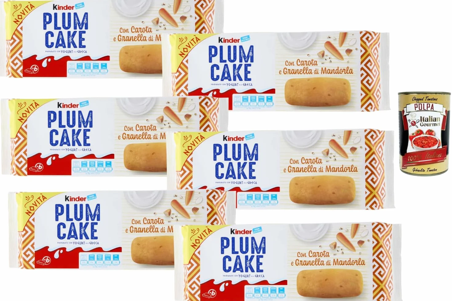 Italian Gourmet Lot de 6 Kinder Plum Cake Carotte & Éclats d’Amande (Préparé avec Yaourt à la Grecque) – Gâteaux Moelleux Individuels pour Petit-Déjeuner & Goûter, Snack Sucré + Italian Gourmet Polpa