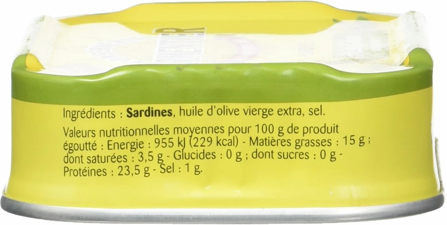 Parmentier Sardines à l'Huile d'Olive Vierge Extra 135 g - Lot de 8