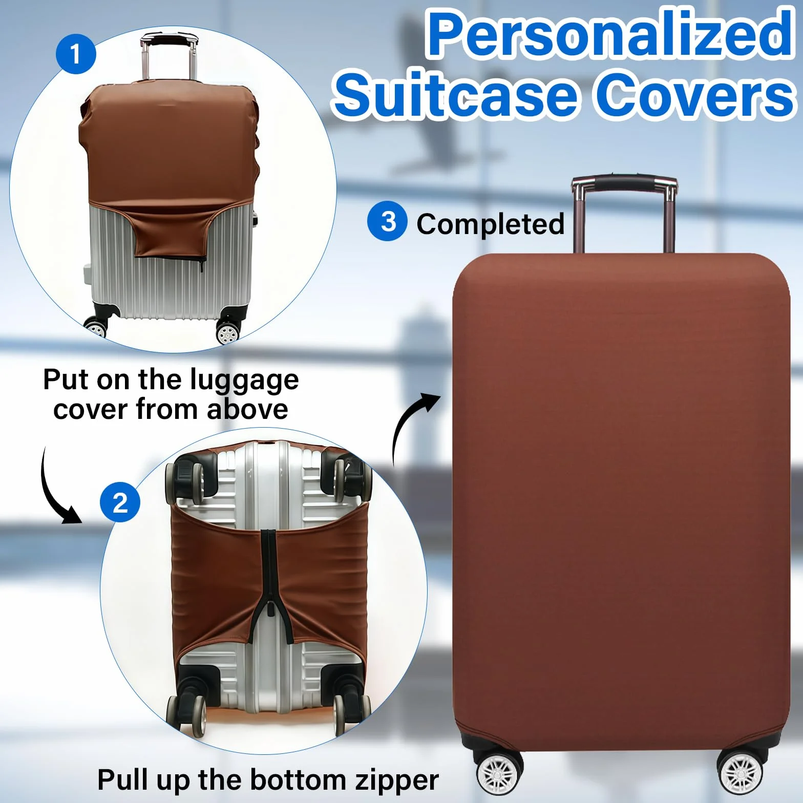 Housse de protection personnalisée pour valise double face élastique lavable