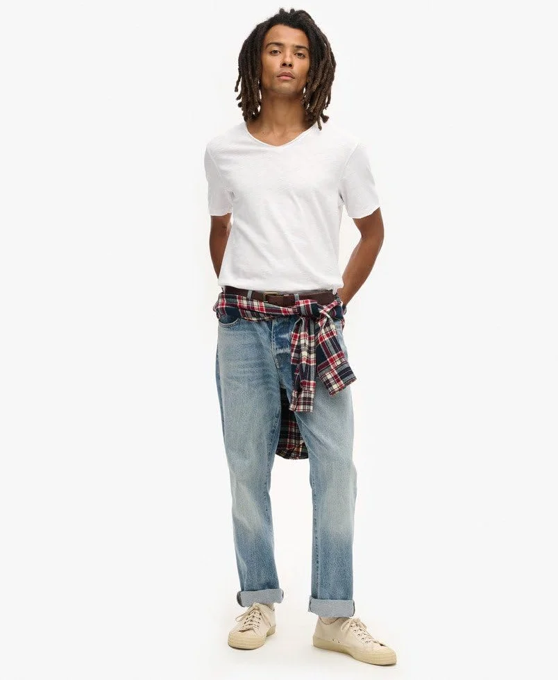 Superdry Raw Edge Slub V T Shirt Mixte