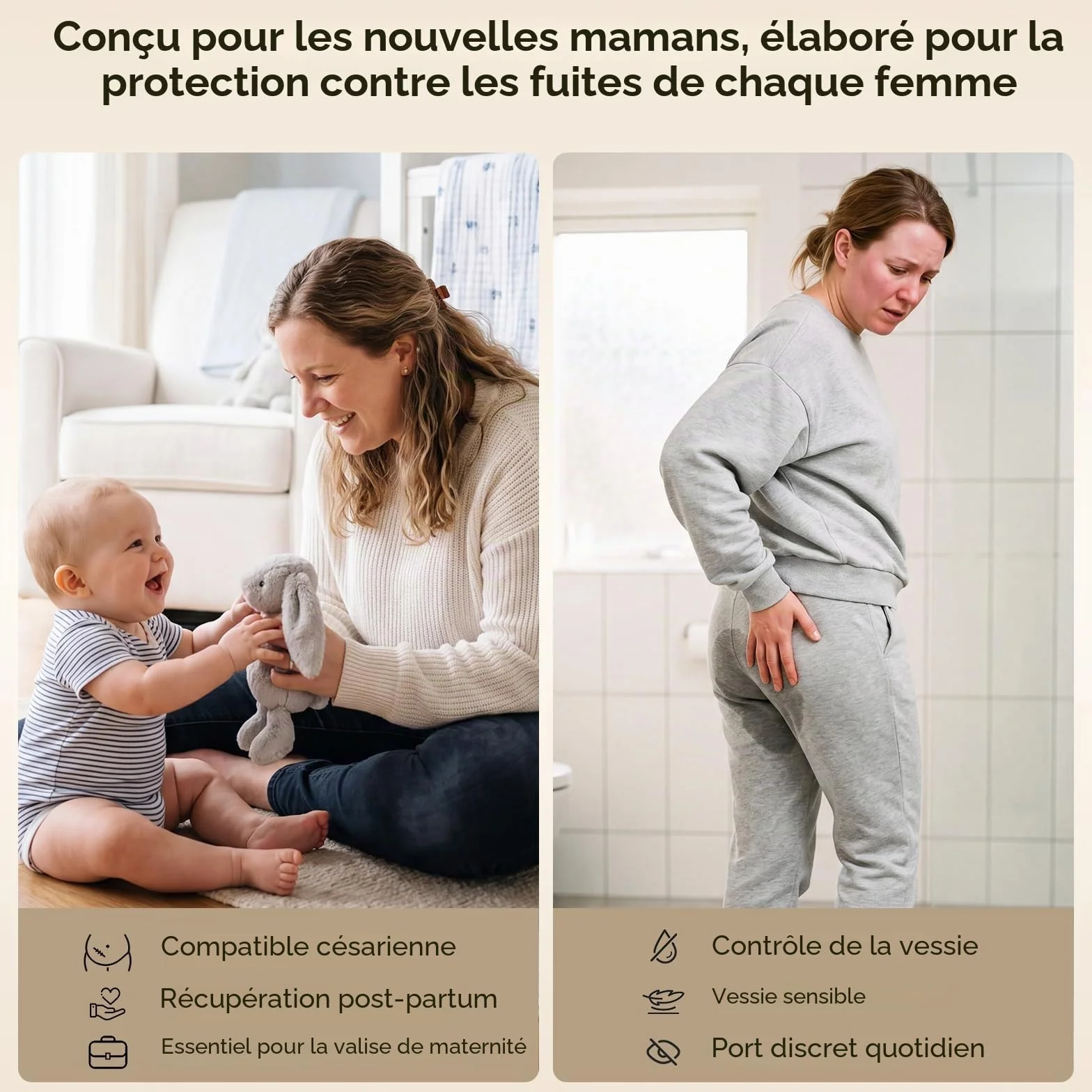 Culottes Jetables Maternité Lot de 4 Respirant Extensibles Coupe Haute Sous-vêtements Post-Partum Césarienne
