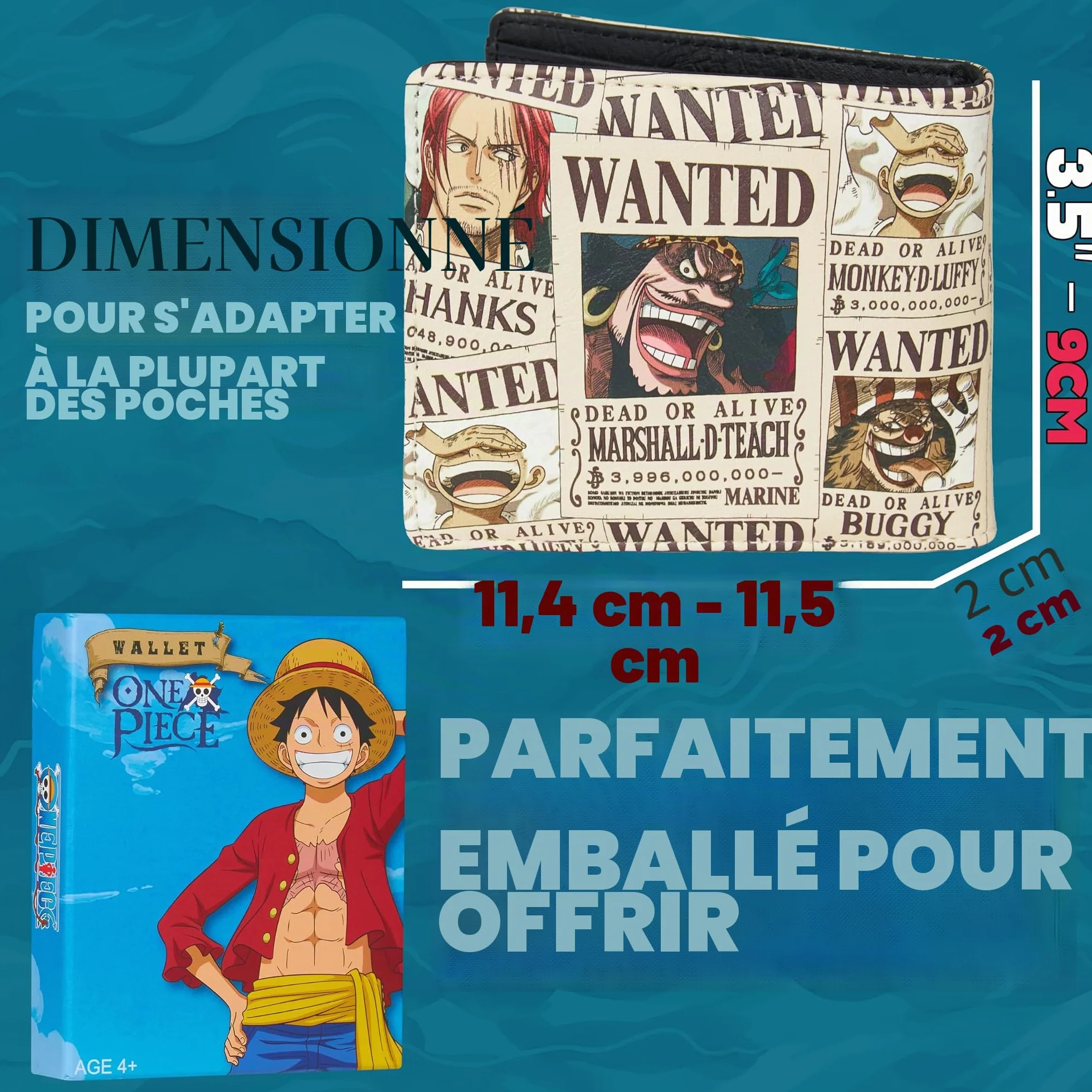 Portefeuille Homme One Piece Similicuir Porte Cartes Accessoire Manga Anime Beige