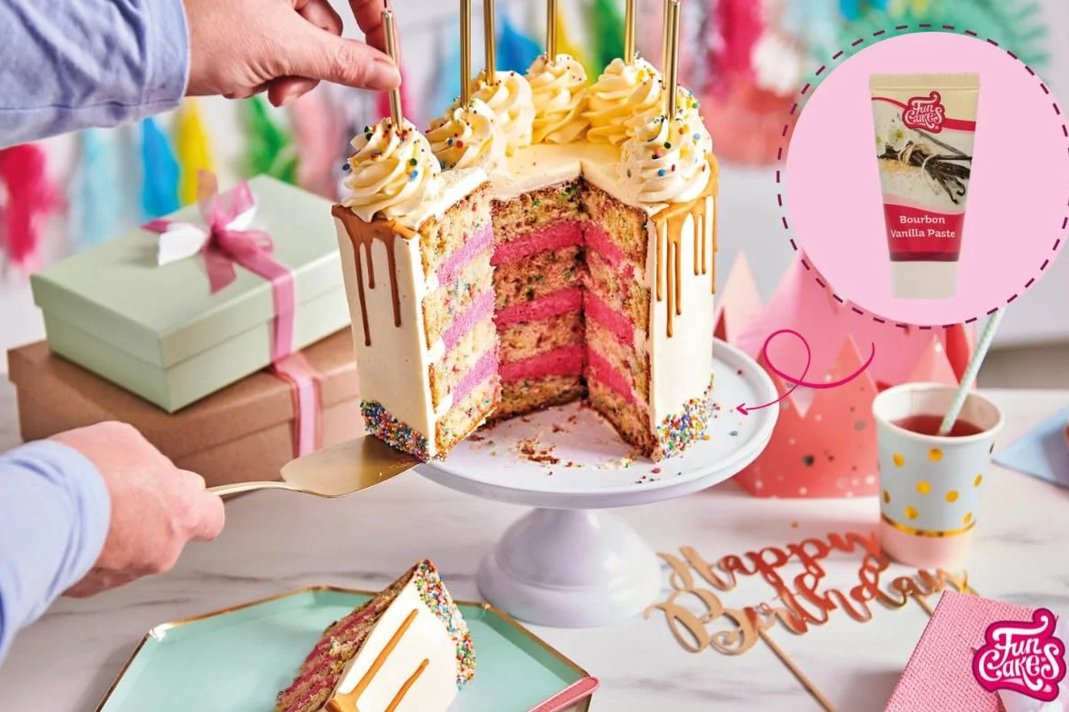 FunCakes Bourbon Pâte de Vanille Tube 50 ml - Arôme de Pâtisserie Classique, Véritable Vanille pour Crèmes, Gâteaux, Glaçages, Biscuits, Tartes - Halal, Adapté aux Végétariens et aux Végétaliens