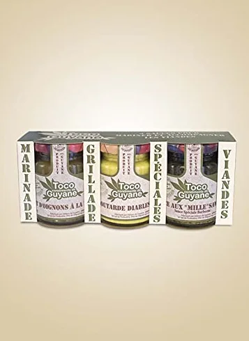 TOCO Délices de Guyane – Coffret Accompagnement Viandes– 3 sauces avec piment – Ingrédients Naturels Et 100% Français – 3 x 100 Grammes