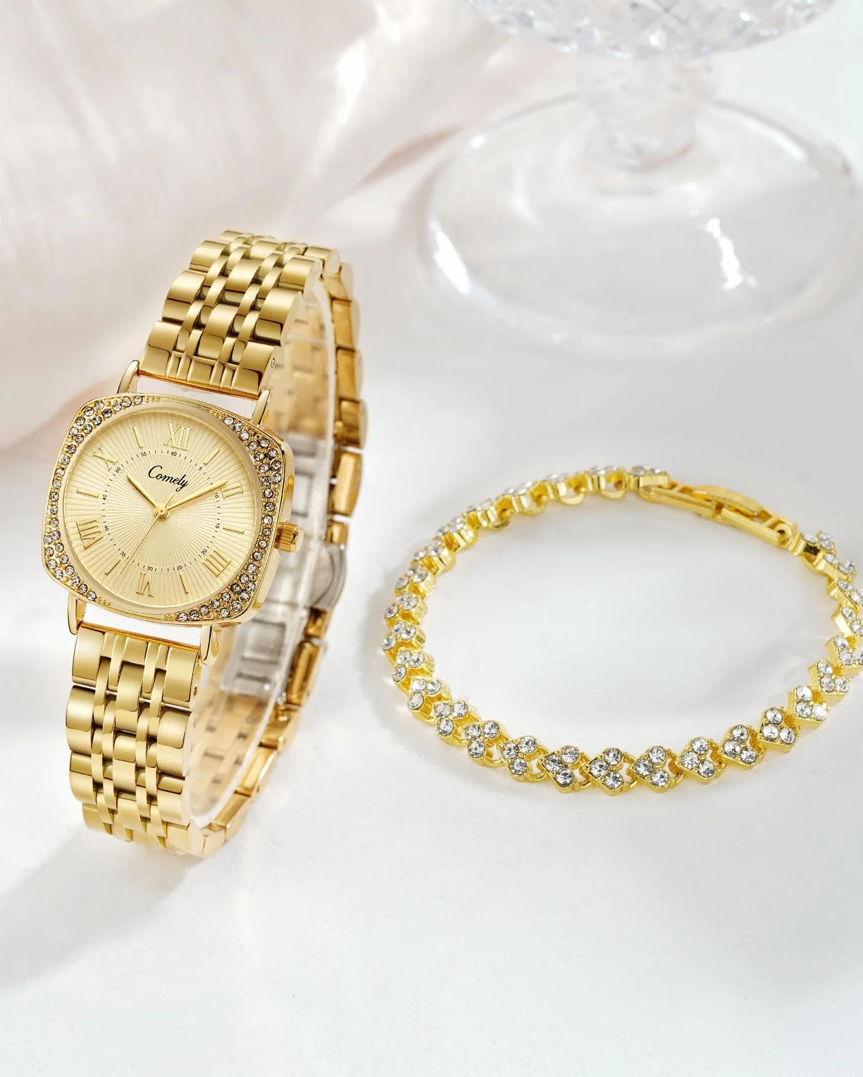 CIVO Montre Femme Doré Argent Étanche Bracelet Acier Inoxydable Analogique Lumineux Calendrier Cadeau Dames